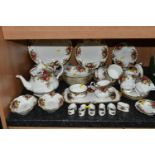 A LARGE QUANTITY OF ROYAL WORCESTER 'OLD COUNTRY ROSES' PATTERN TEAWARE, comprising one teapot,