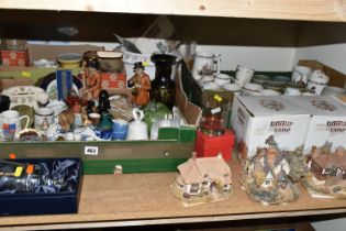 THREE BOXES AND LOOSE CERAMICS, GLASS, LILLIPUT LANE COTTAGES AND SUNDRY ITEMS, to include