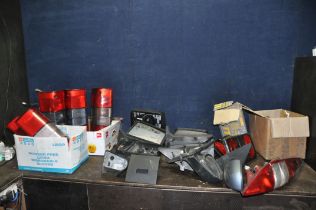 THREE BOXES CONTAINING VAN TAILLIGHTS AND WING MIRRORS including Renault Traffic taillight lenses