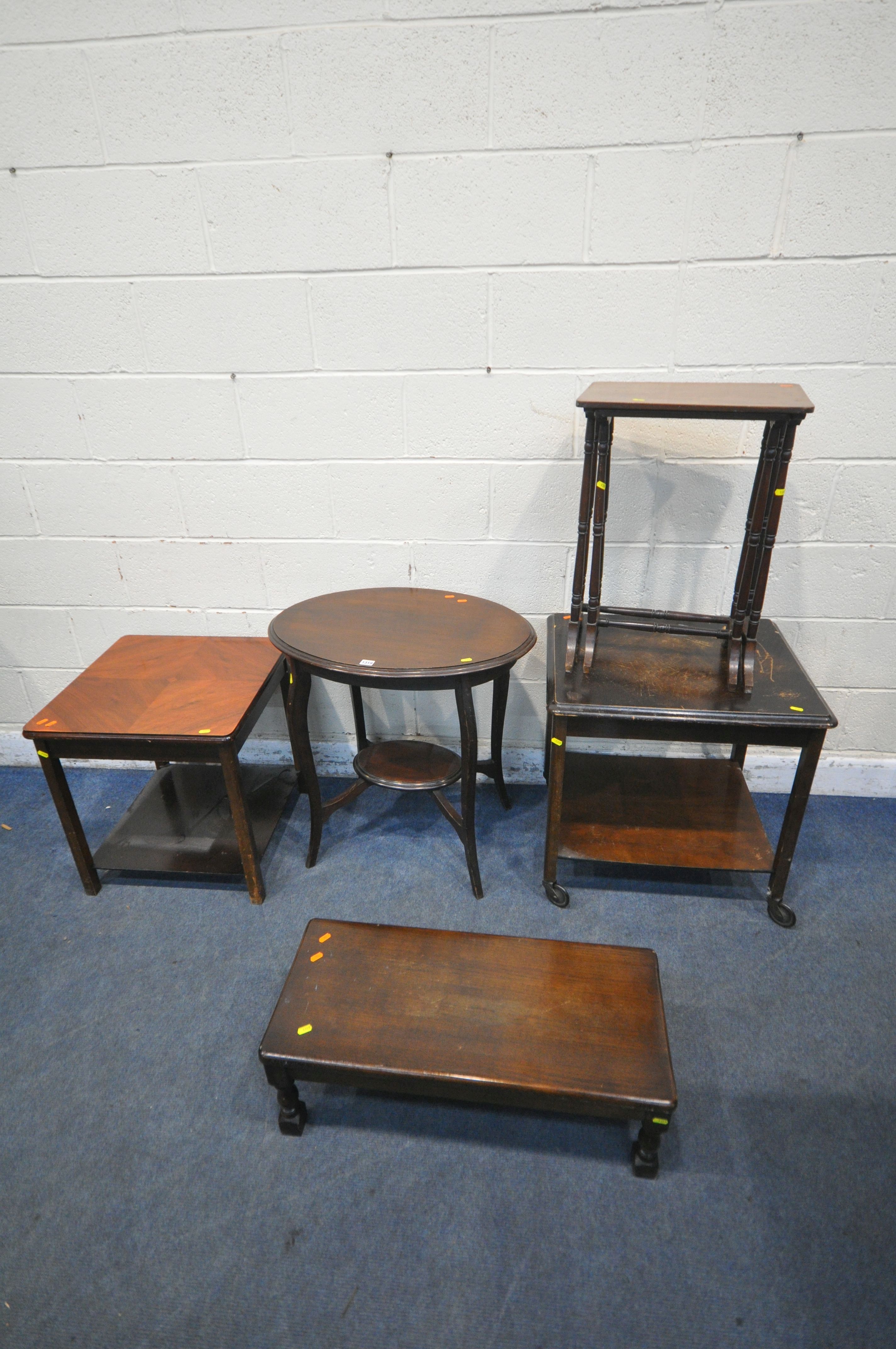 A SELECTION OF OCCASIONAL FURNITURE, to include an Edwardian oval occasional table, a square