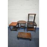 A SELECTION OF OCCASIONAL FURNITURE, to include an Edwardian oval occasional table, a square