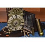 A 17TH CENTURY STYLE BRASS LANTERN CLOCK, four posted case with side doors and side frets,