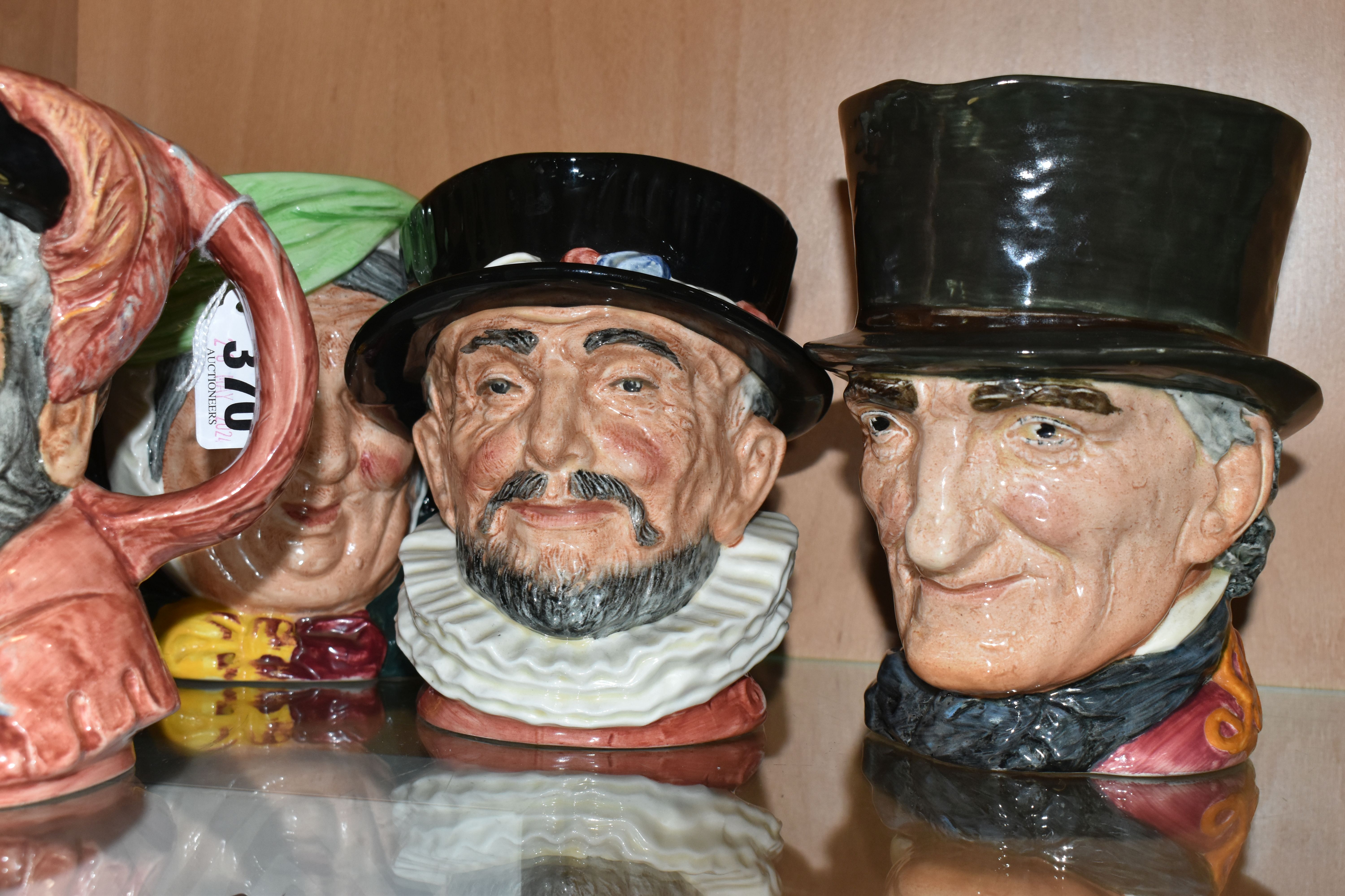 A COLLECTION OF FIVE ROYAL DOULTON CHARACTER JUGS, comprising Falstaff D6287 (chipped eye lid), John - Image 3 of 5
