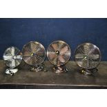 FOUR RETRO TABLE FANS, two copper effect by J J Vailant, one copper effect from Homebase and a cream