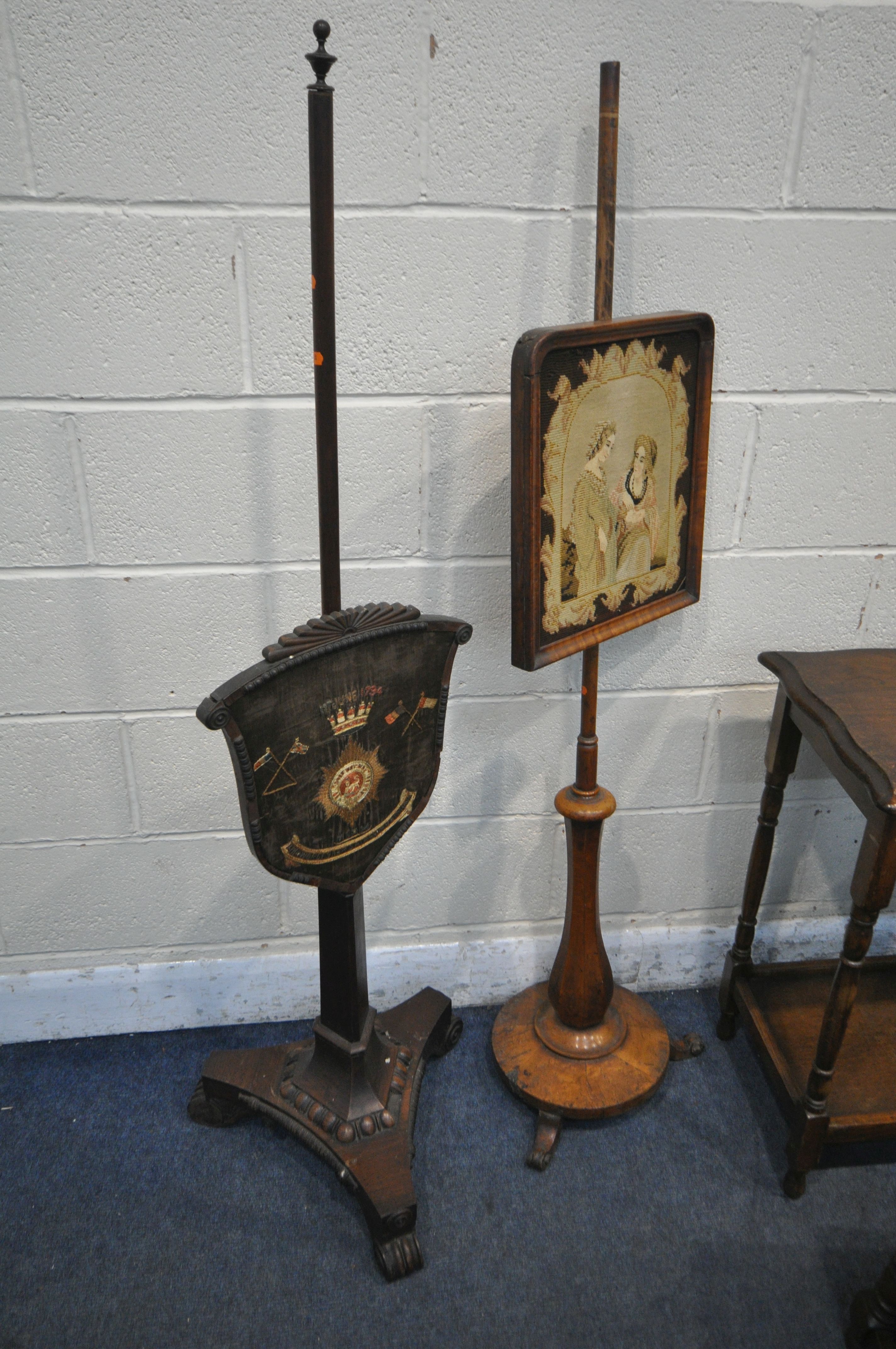 A SELECTION OF OCCASIONAL FURNITURE, to include two Victorian pole screens, a Georgian tripod table, - Image 2 of 4