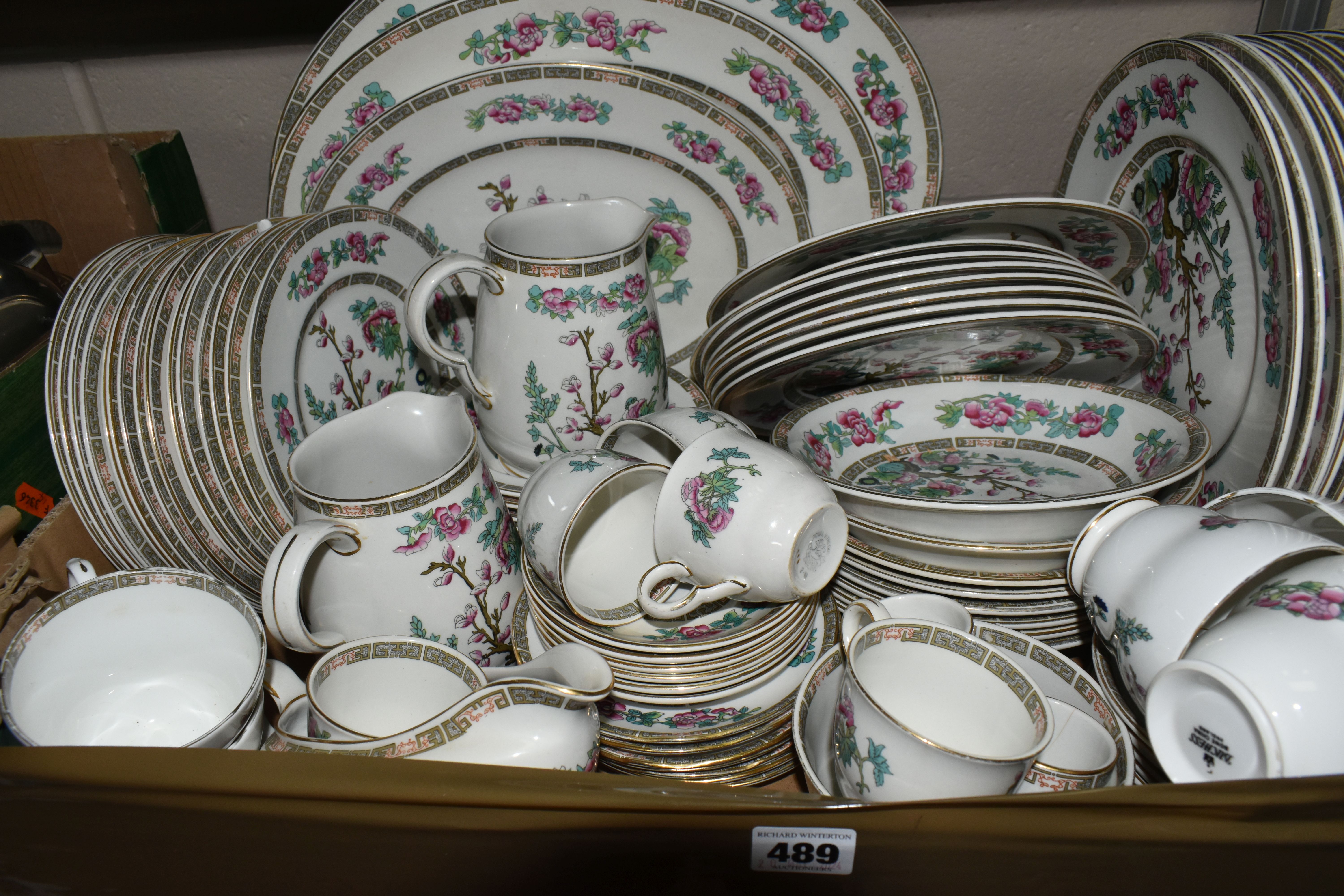 SIX BOXES AND LOOSE CERAMICS AND DINNERWARE, to include a Maddock 'Indian Tree' pattern dinner - Image 2 of 9