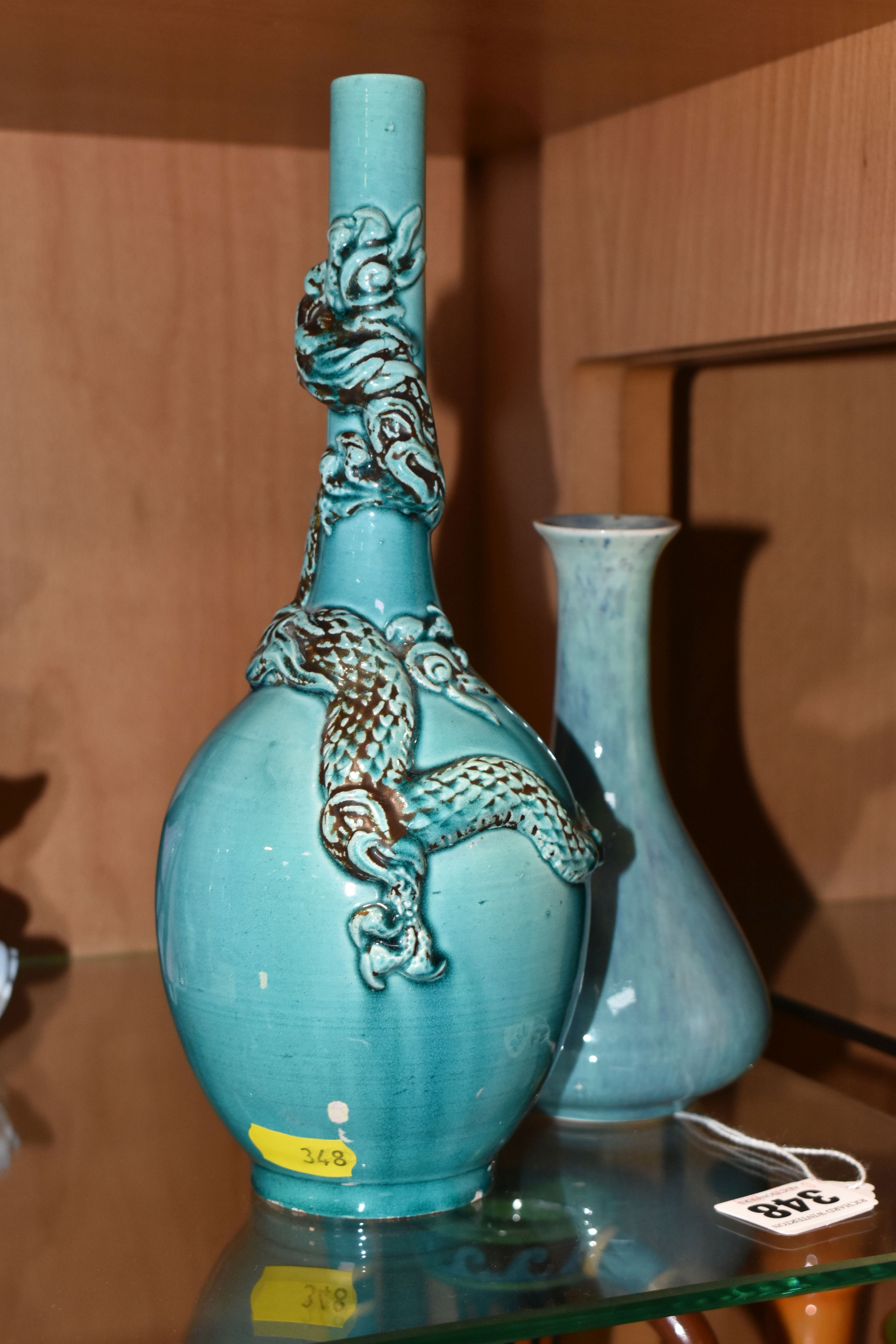 A WYSE & ISLE HOLYROOD VASE AND AN UNMARKED BURMANTOFTS STYLE DRAGON VASE, comprising a Holyrood - Image 5 of 9