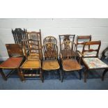 A SELECTION OF VARIOUS CHAIRS, of various ages and styles to include a carved oak high back chair,