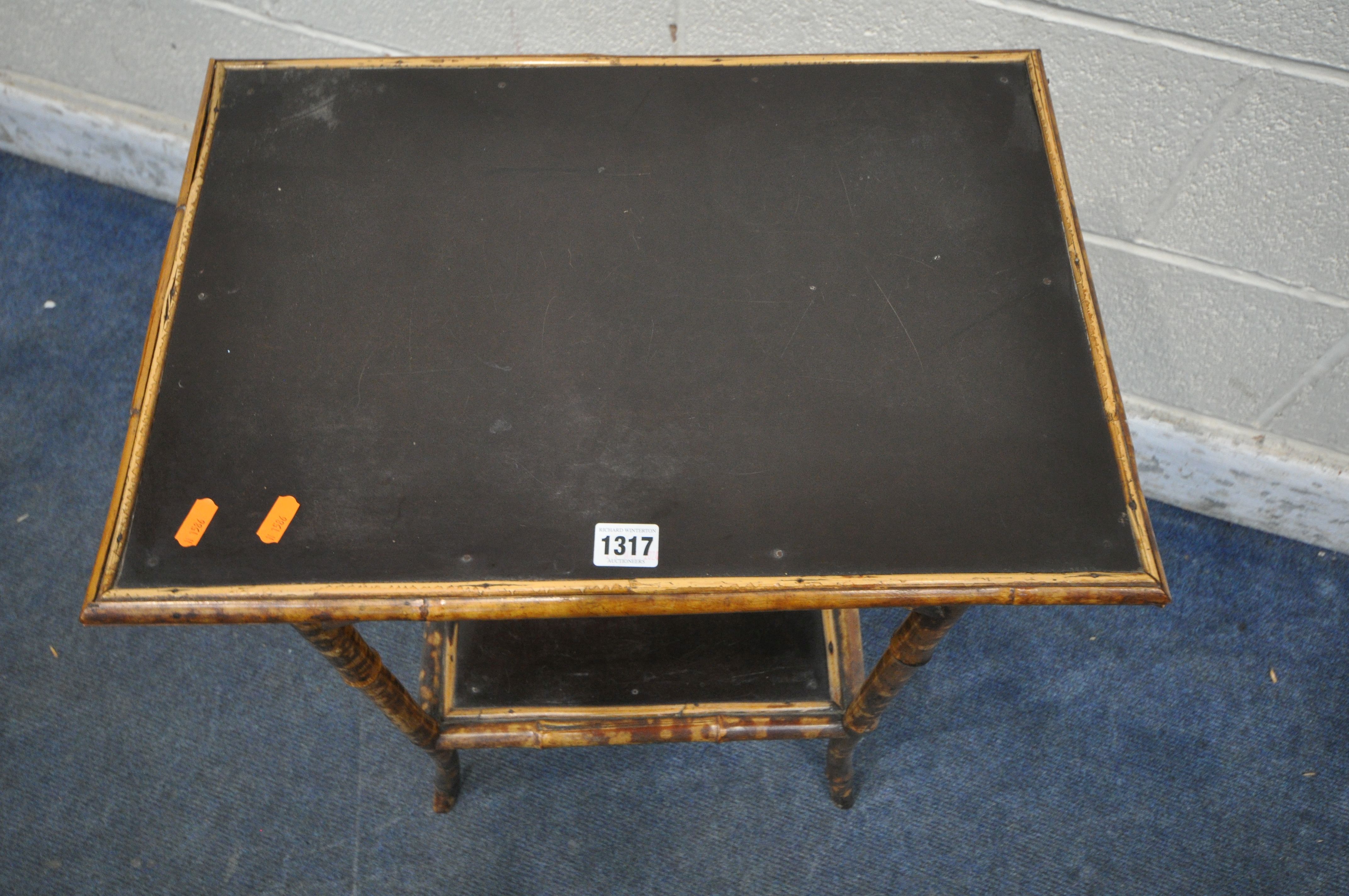 A BAMBOO OCCASIONAL TABLE, with an ebonised top, width 53cm x depth 37cm x height 72cm (condition - Image 3 of 3
