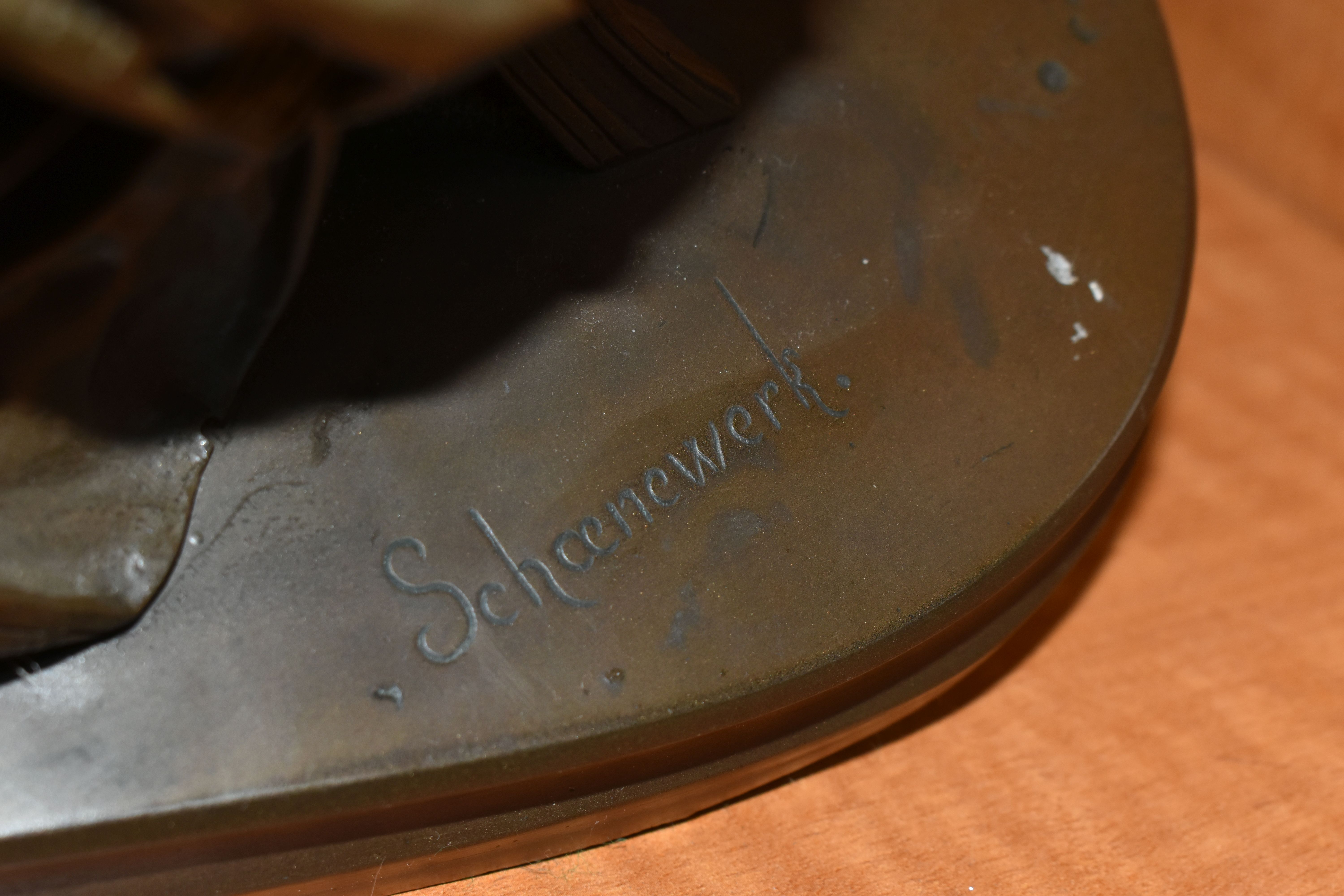 A BRONZED RESIN SCULPTURE OF SAPPHO, AFTER SCHOENEWERK, cast on an oval base, height 32cm x length - Image 9 of 9