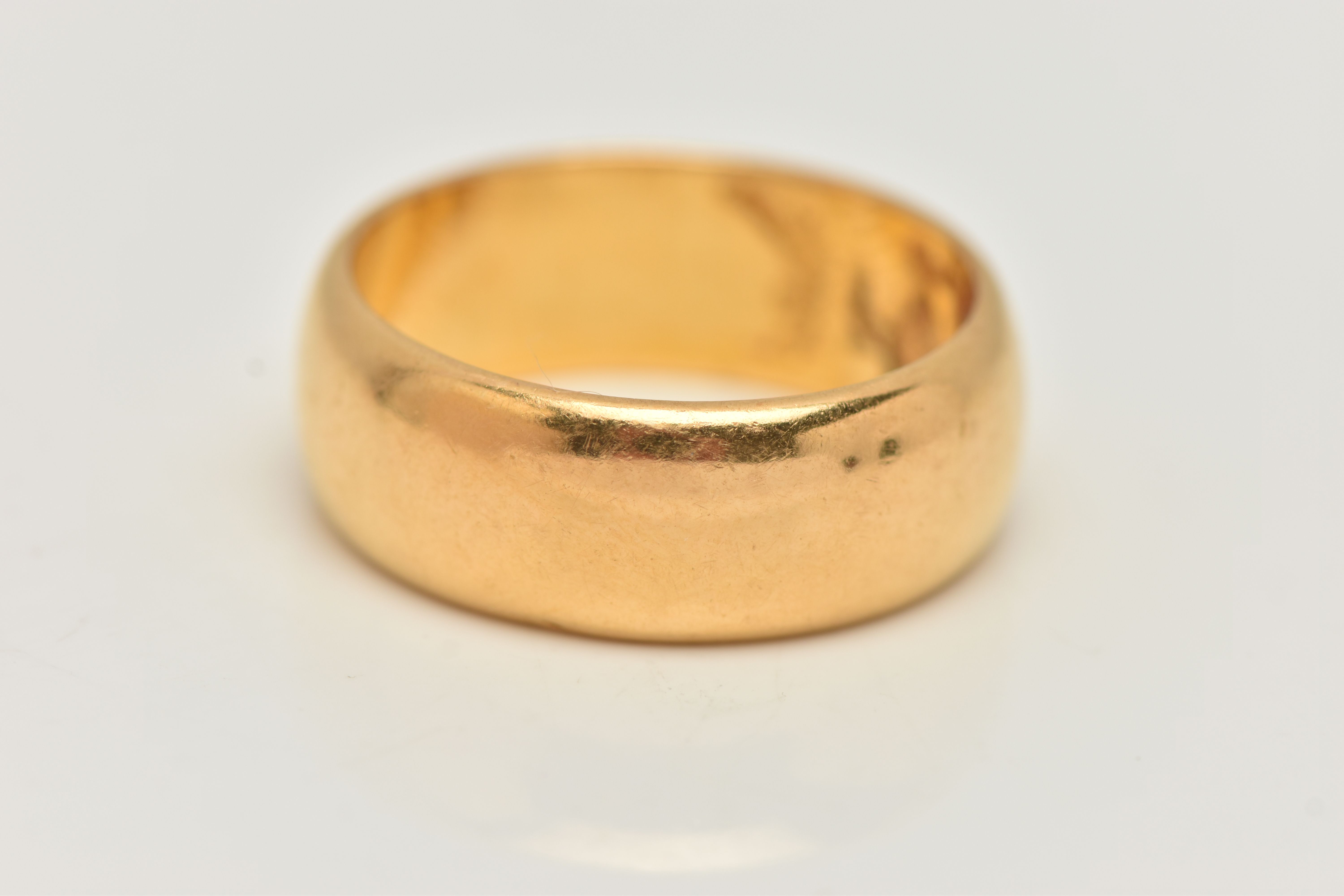 A 22CT GOLD WIDE POLISHED BAND, approximate band width 8.2mm, hallmarked 22ct Birmingham, ring - Image 2 of 2