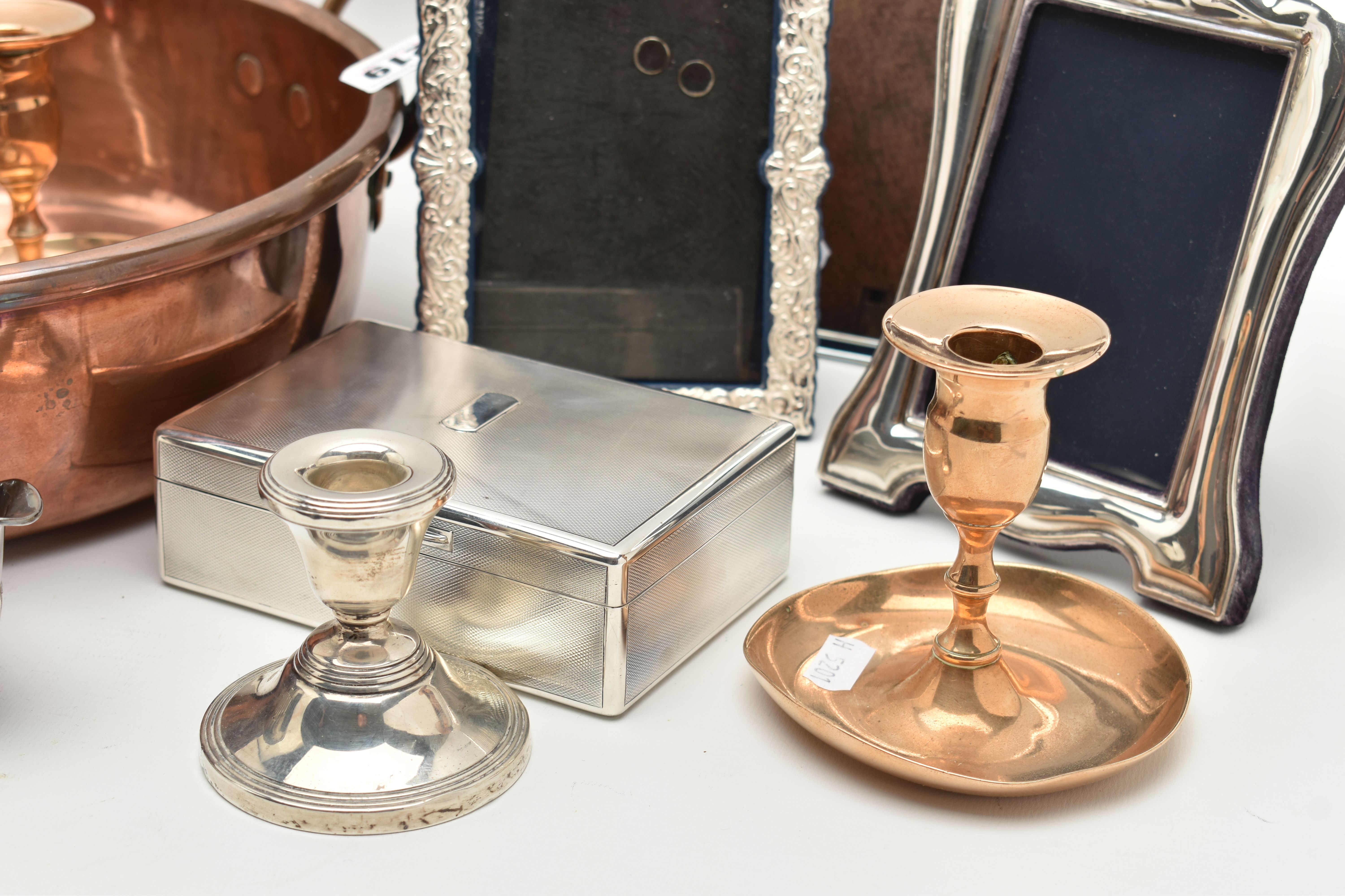 SILVER ITEMS AND A COPPER BOWL, to include a silver cigarette box, engine turned pattern with vacant - Image 6 of 6