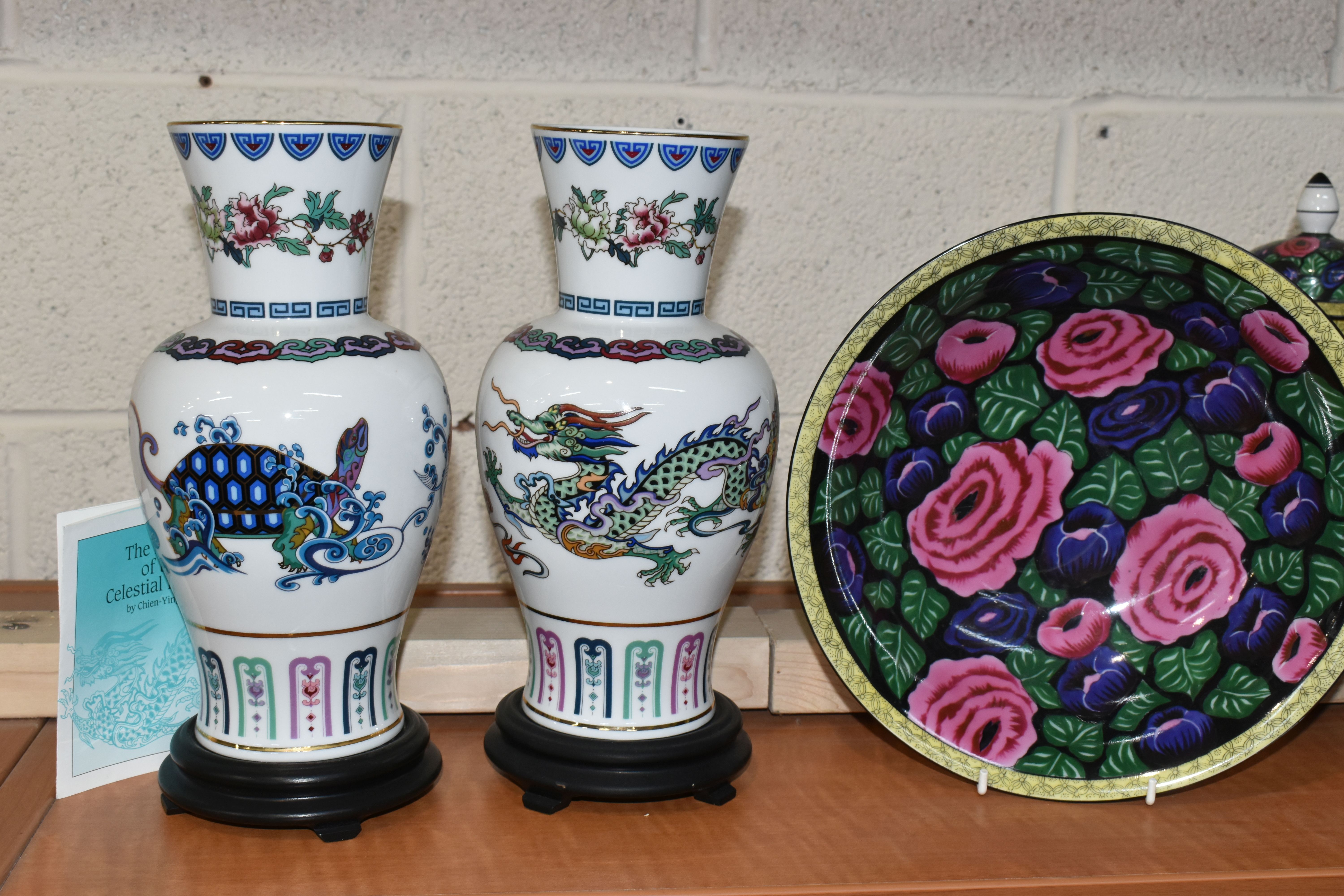 A GROUP OF ASSORTED CERAMICS, including two Franklin Mint 'The Journey of the Heavenly Tortoise' and - Image 3 of 9