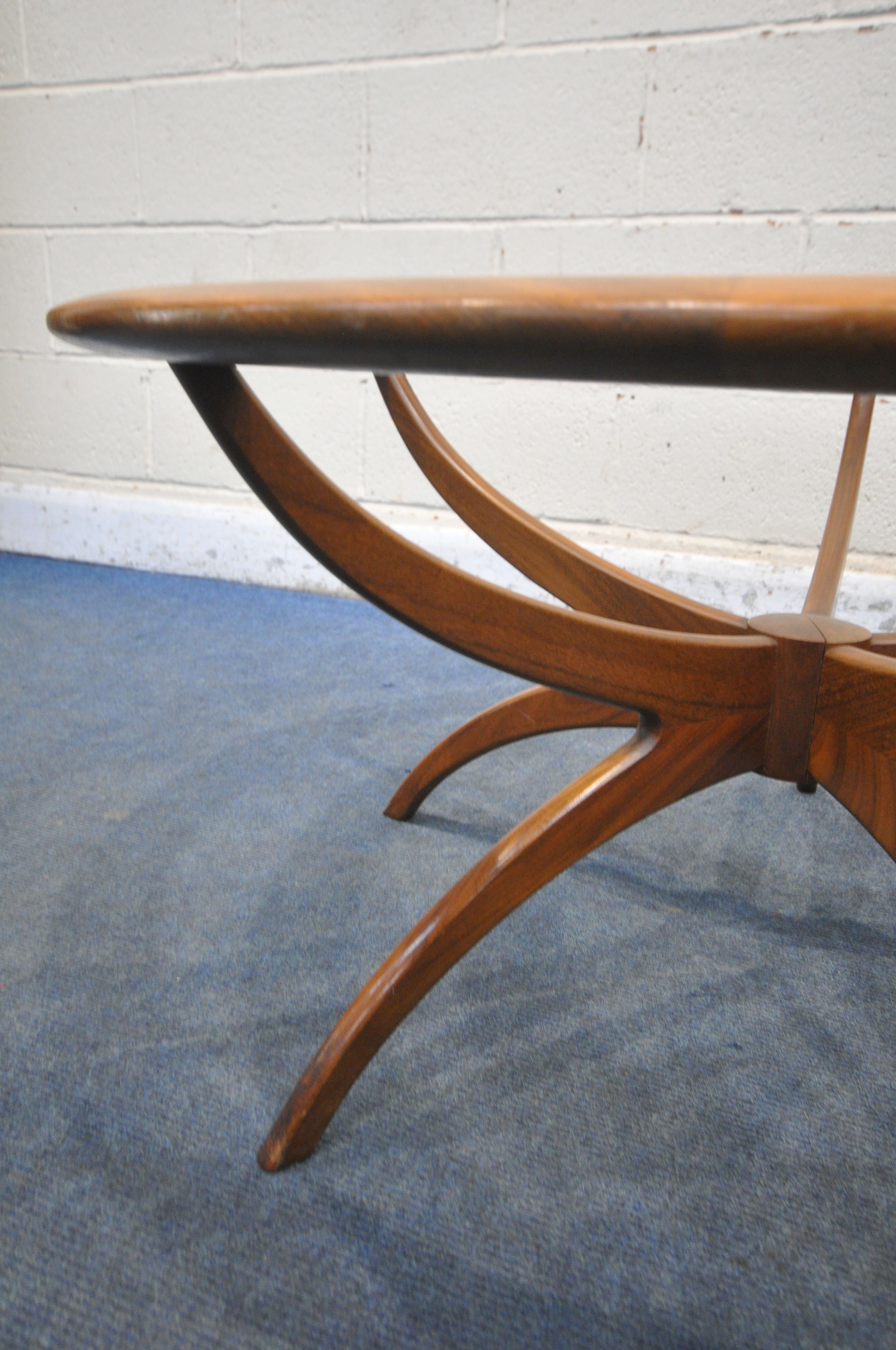 A MID CENTURY G PLAN ASTRO SPIDER COFFEE TABLE, with a glass insert, diameter 91cm x height 45cm ( - Image 3 of 5
