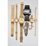 SEVEN WRISTWATCHES, to include a gents 'Seiko 5' automatic, round gold dial signed 'Seiko 5,