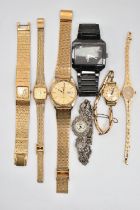 SEVEN WRISTWATCHES, to include a gents 'Seiko 5' automatic, round gold dial signed 'Seiko 5,