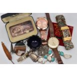 A SMALL BOX OF ASSORTED ITEMS, to include a cased 'Johnson Matthey Bankers Limited' 100 grammes