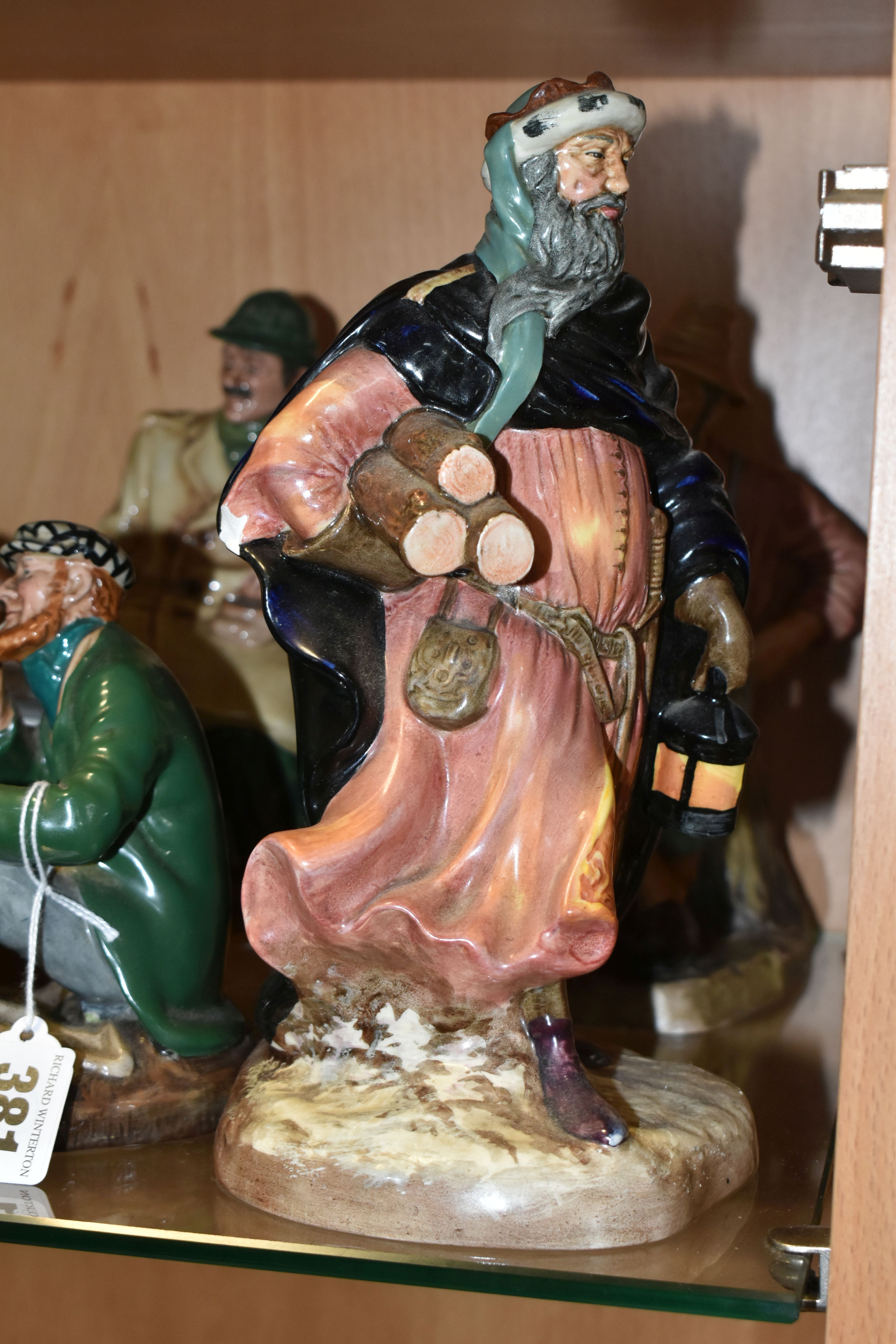 A GROUP OF FIVE ROYAL DOULTON FIGURES, comprising 'A Good Catch' HN2258, 'The Wayfarer' HN2362, ' - Image 2 of 8