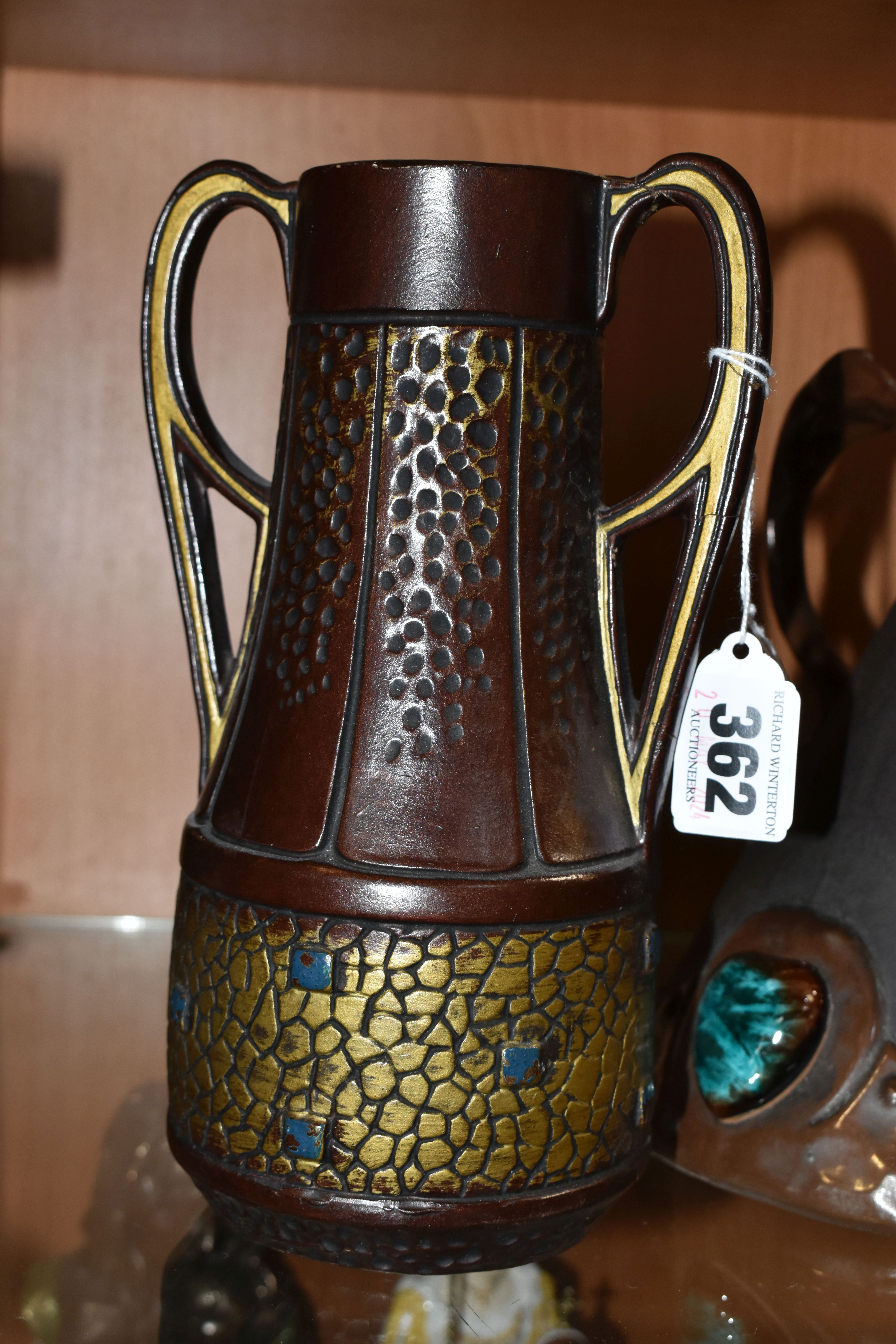 A GROUP OF ARTS & CRAFTS DESIGN BRETBY ART POTTERY, comprising a 'Copperette' conical vase, with - Image 12 of 14