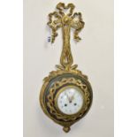 A LATE 19TH / EARLY 20TH CENTURY CARTEL CLOCK BY SAMUEL MARTI, cast gilt metal ribbon and wreath