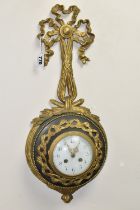 A LATE 19TH / EARLY 20TH CENTURY CARTEL CLOCK BY SAMUEL MARTI, cast gilt metal ribbon and wreath