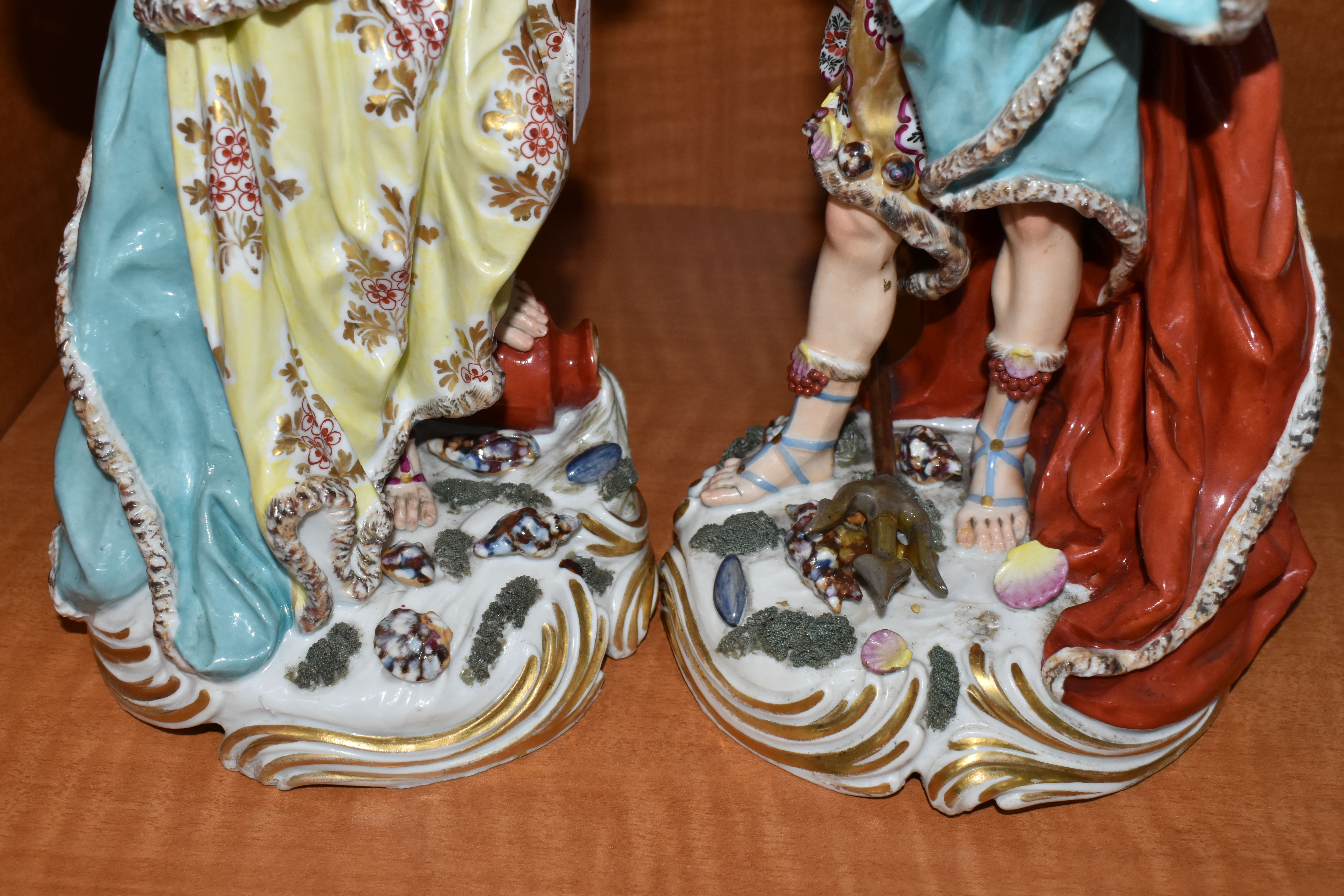 A PAIR OF 19TH CENTURY CONTINENTAL PORCELAIN FIGURES OF POSEIDEN AND AMPHITRITE, both modelled as - Image 8 of 10