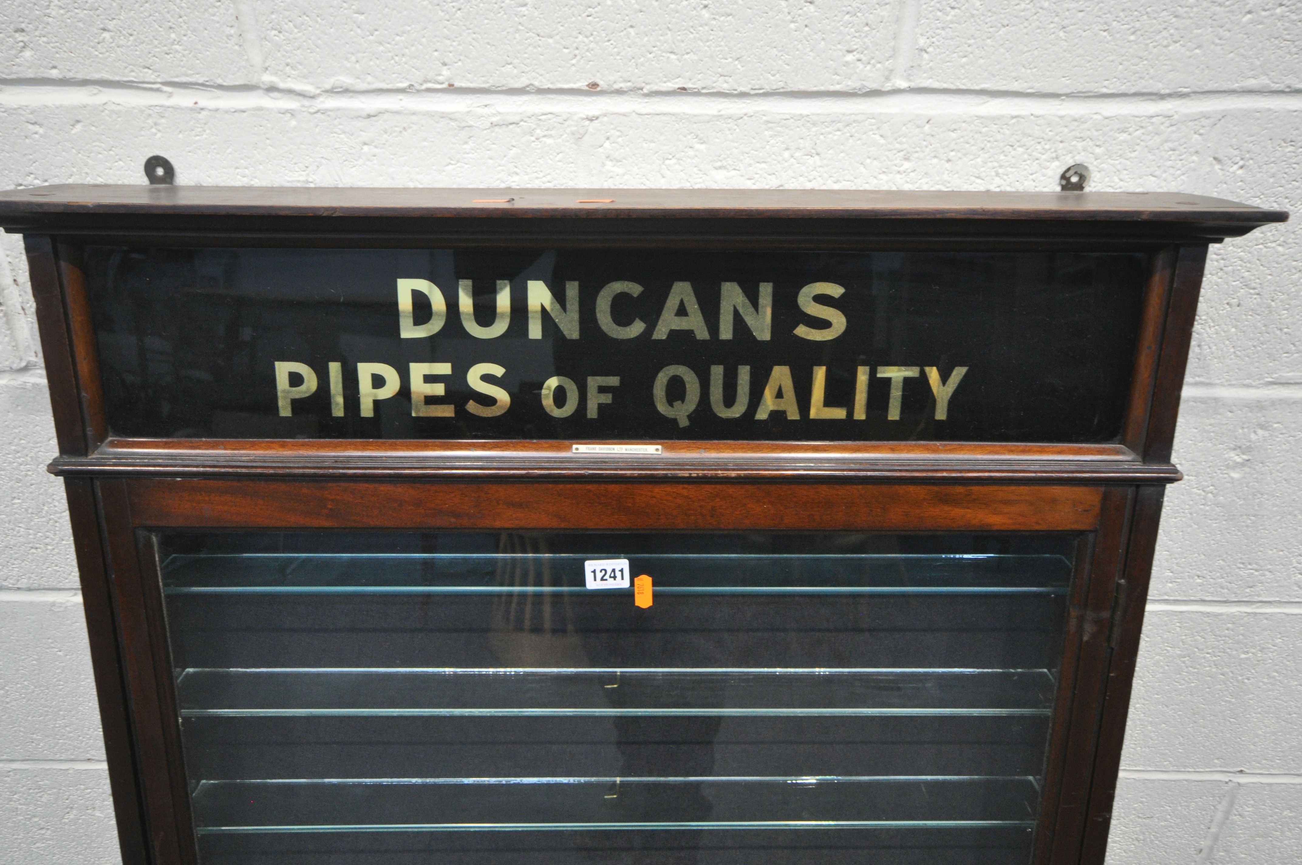 AN EARLY 20TH CENTURY MAHOGANY SINGLE DOOR DUNCAN'S PIPES OF QUALITY DISPLAY CASE, enclosing seven - Image 2 of 6