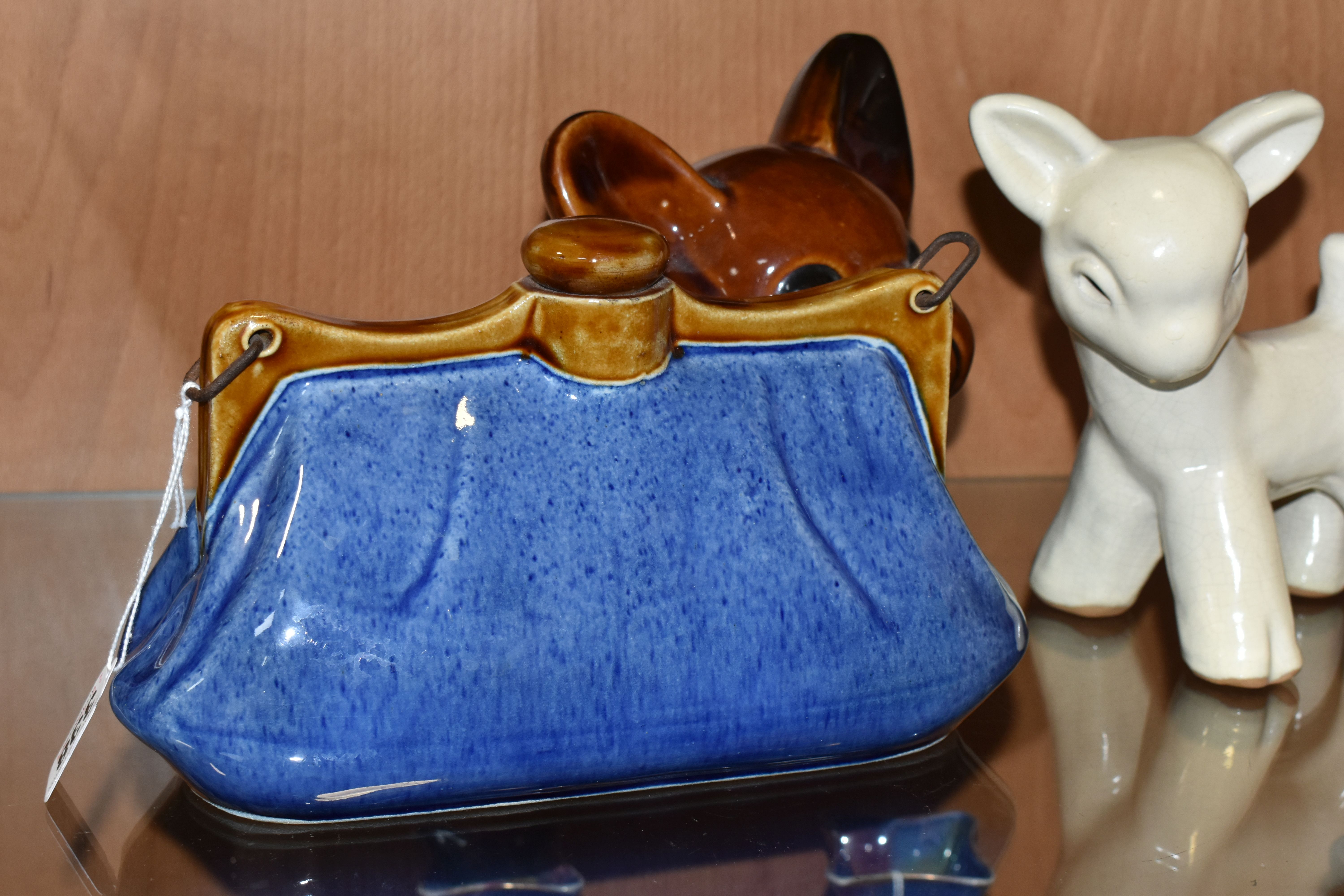 THREE PIECES OF BOURNE DENBY, comprising a lamb figure, height 16.5cm, a treacle glazed Danesby Ware - Image 4 of 7