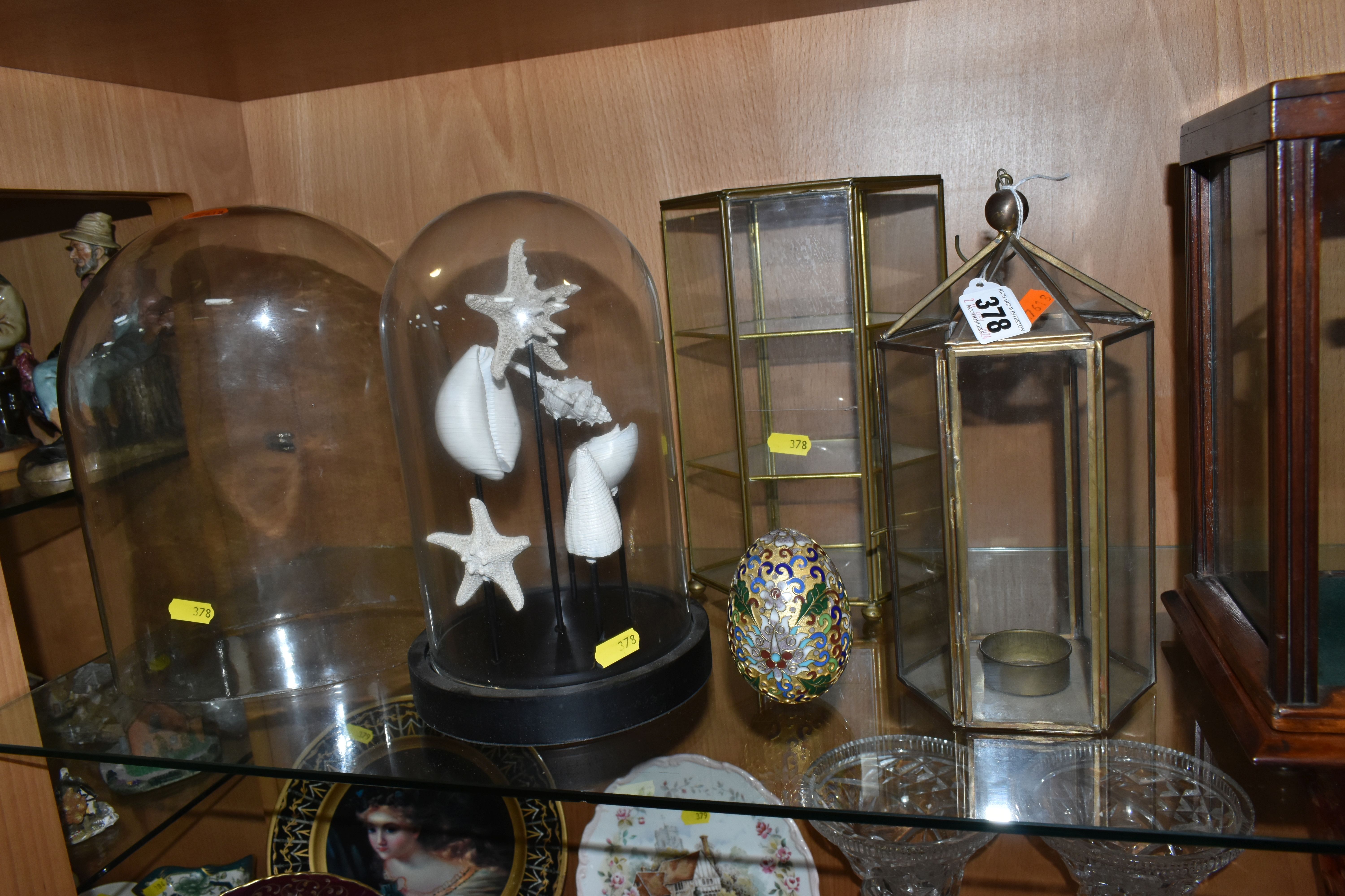 FIVE GLAZED DISPLAY CASES AND DOMES, comprising a glazed Victorian display case, supported by four - Image 5 of 5