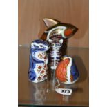 FOUR ROYAL CROWN DERBY IMARI PAPERWEIGHTS, comprising Robin introduced 1989, gold stopper,