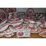 A LARGE COLLECTION OF 'ADAMS' DINNERWARE, red 'English Scenic' pattern including coffee cups,