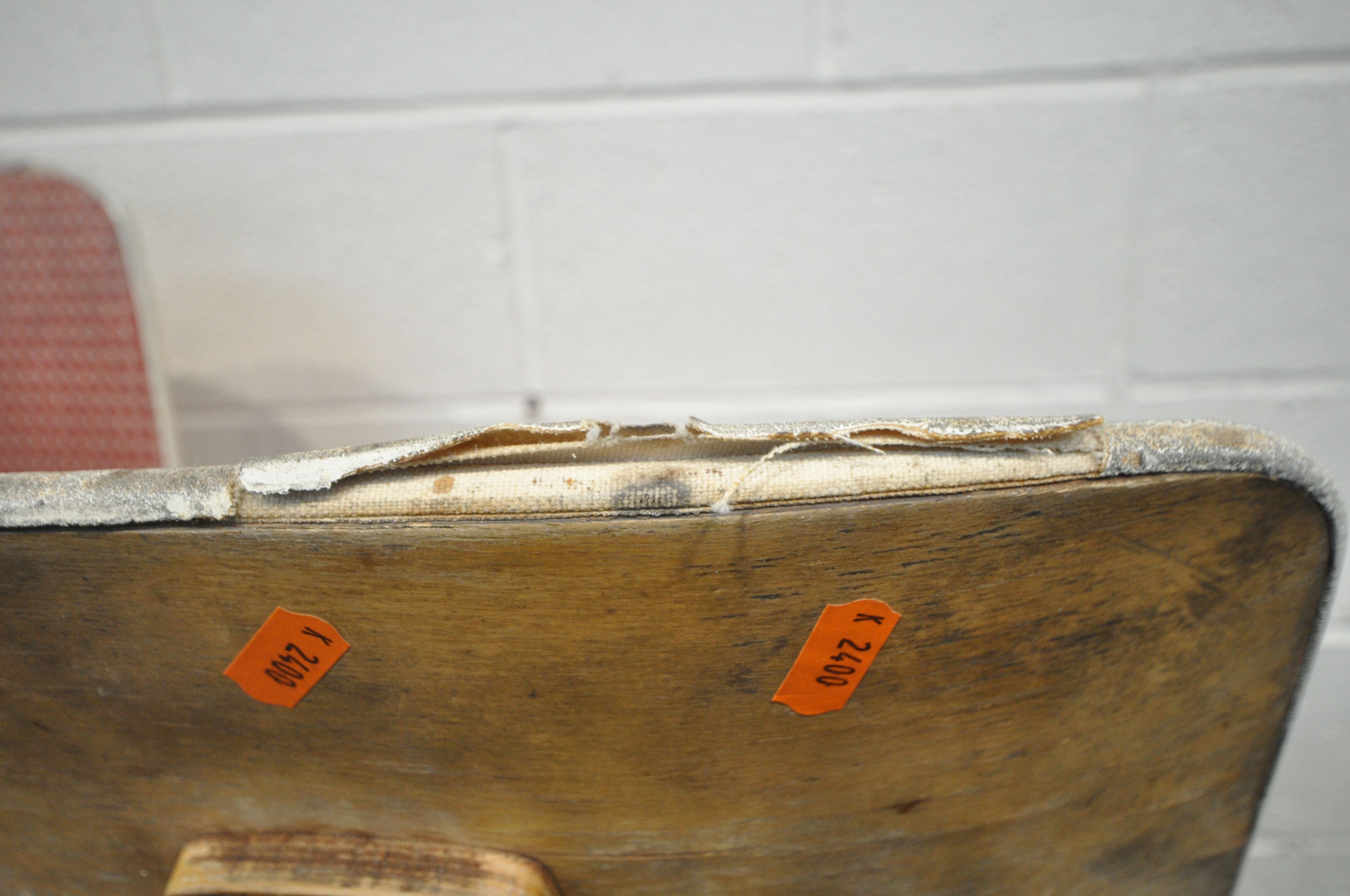 A MID-CENTURY FORMICA TOP TABLE, with a double sided drawer, raised on cylindrical tapered legs, - Image 5 of 5