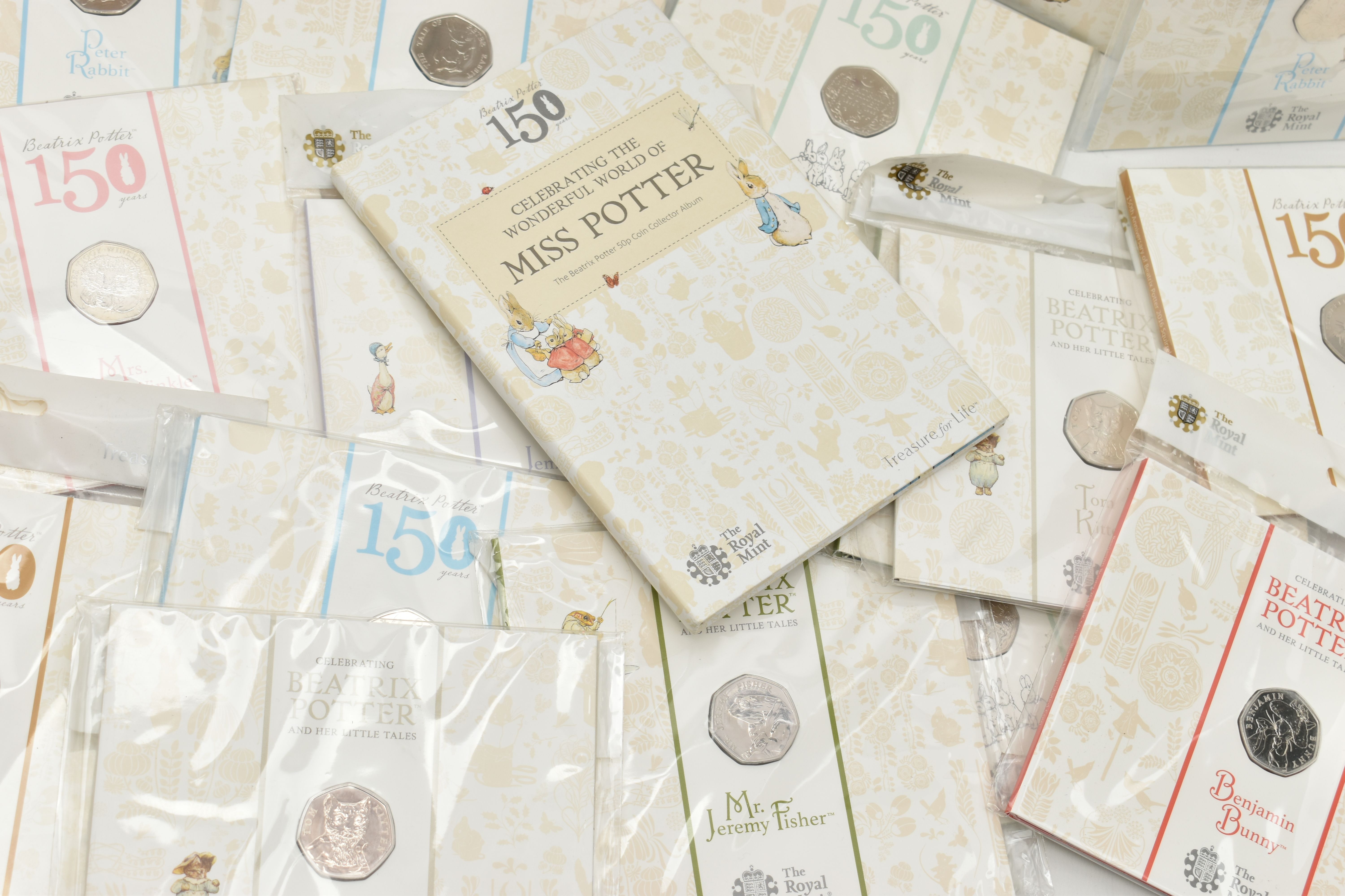A QUANTITY OF ROYAL MINT BEATRIX POTTER COINAGE 2015 TO 2018 CARDED FIFTY PENCE COINS, Jemima - Image 6 of 6