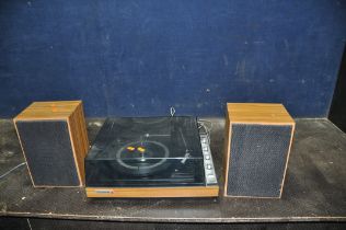 A THORN G.MARCONI MODEL 4047 RECORD PLAYER with matching speakers (PAT fail due to uninsulated