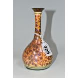 A PILKINGTON'S BUD VASE, with foliate decoration on a yellow ground, model no 2598, impressed P