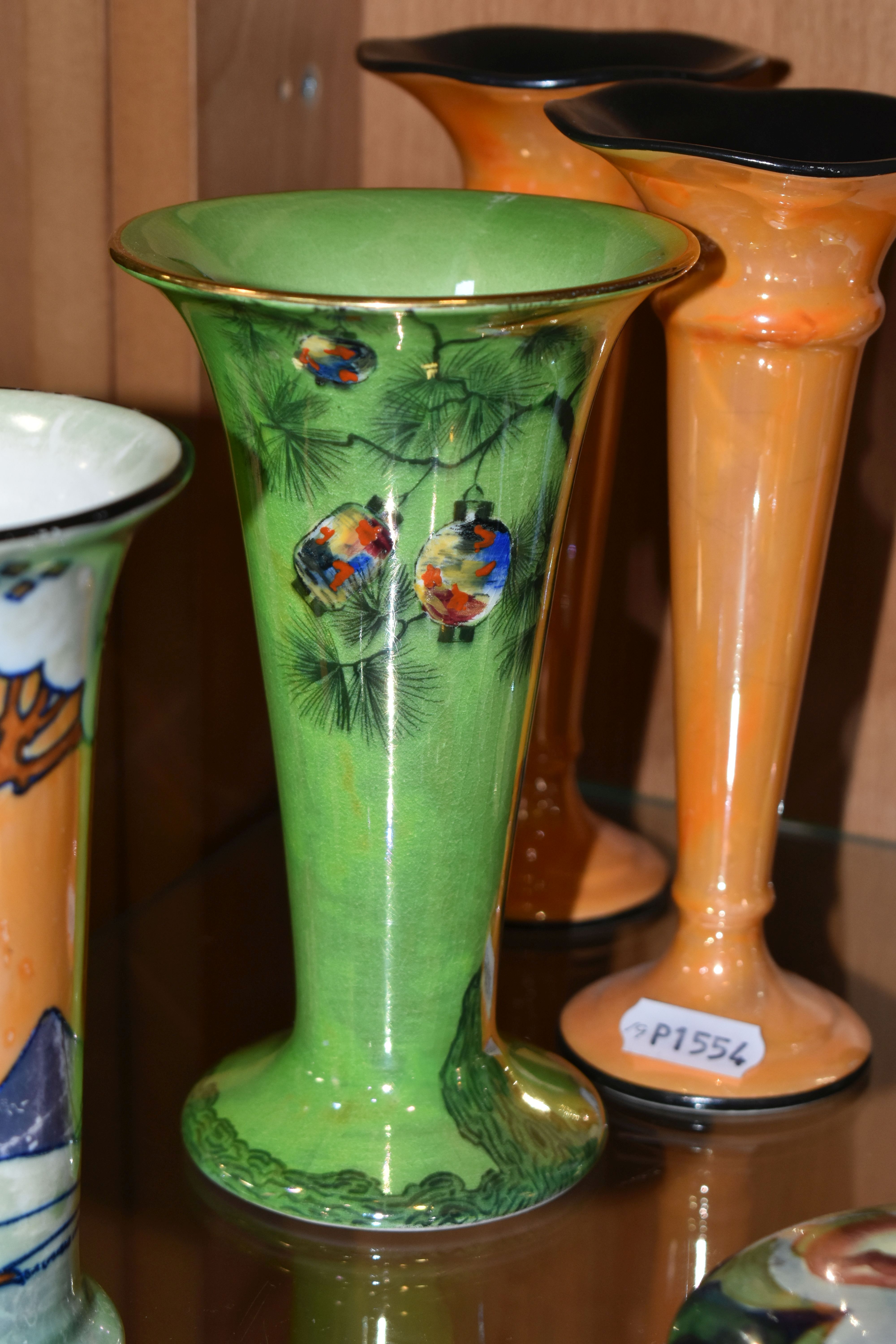 A GROUP OF LUSTRE WARE VASES, ETC, to include a Burleigh Ware Charlotte Rhead vase decorated with - Image 6 of 9