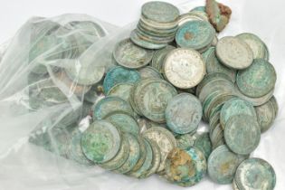 A PLASTIC BAG OF HALFCROWN COINS, to include over 1300 grams of .500 fine coins (condition report: