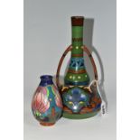 TWO WILEMAN & CO FOLEY INTARSIO VASES, comprising a twin handled vase, model no 3042, height 24cm,