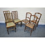 TWO SETS OF THREE EDWARDIAN CHAIRS, along with an oak gate leg table (condition report: