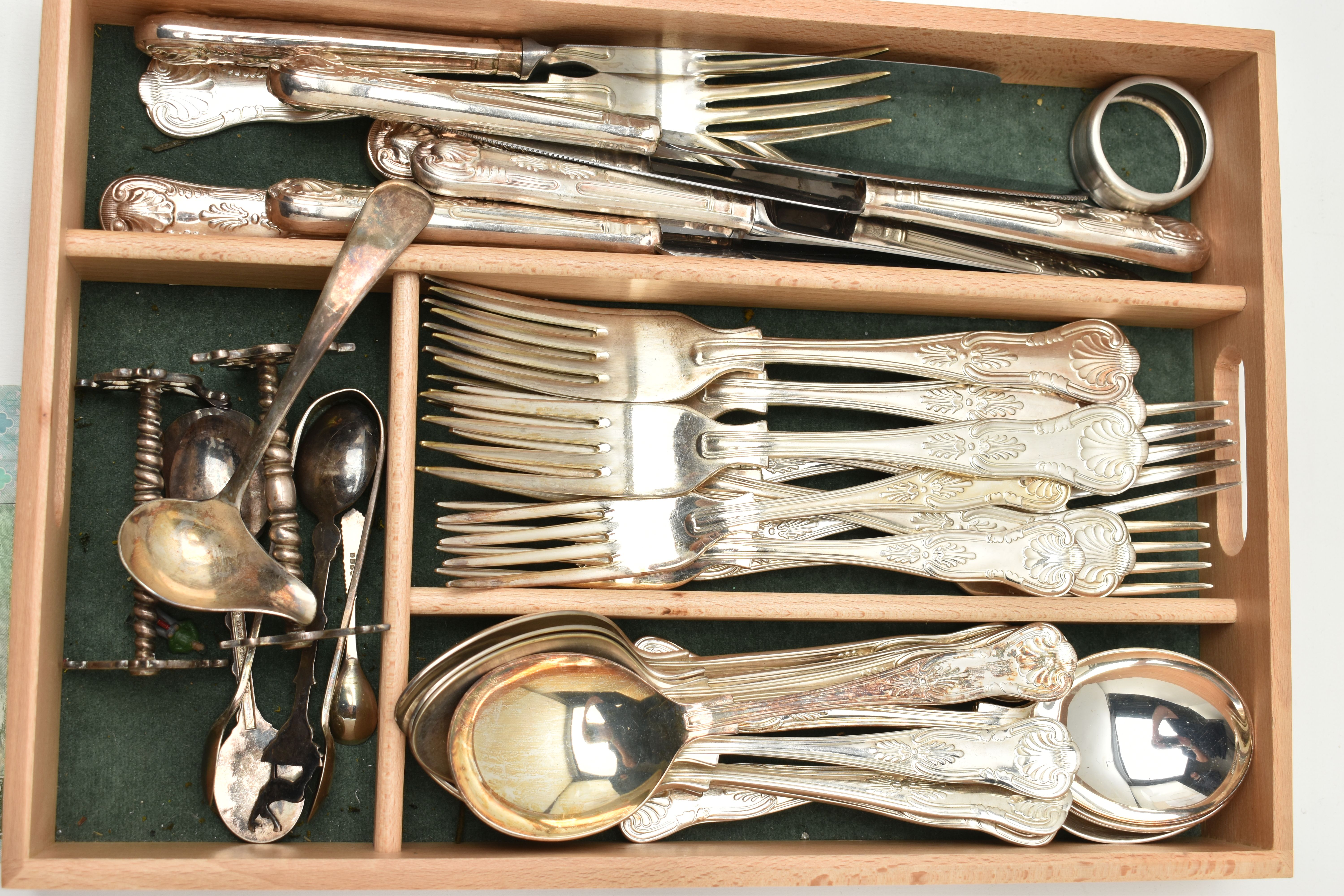 AN ASSORTMENT OF CUTLERY AND COINS, to include a selection of white metal cutlery, two guernsey - Image 6 of 6