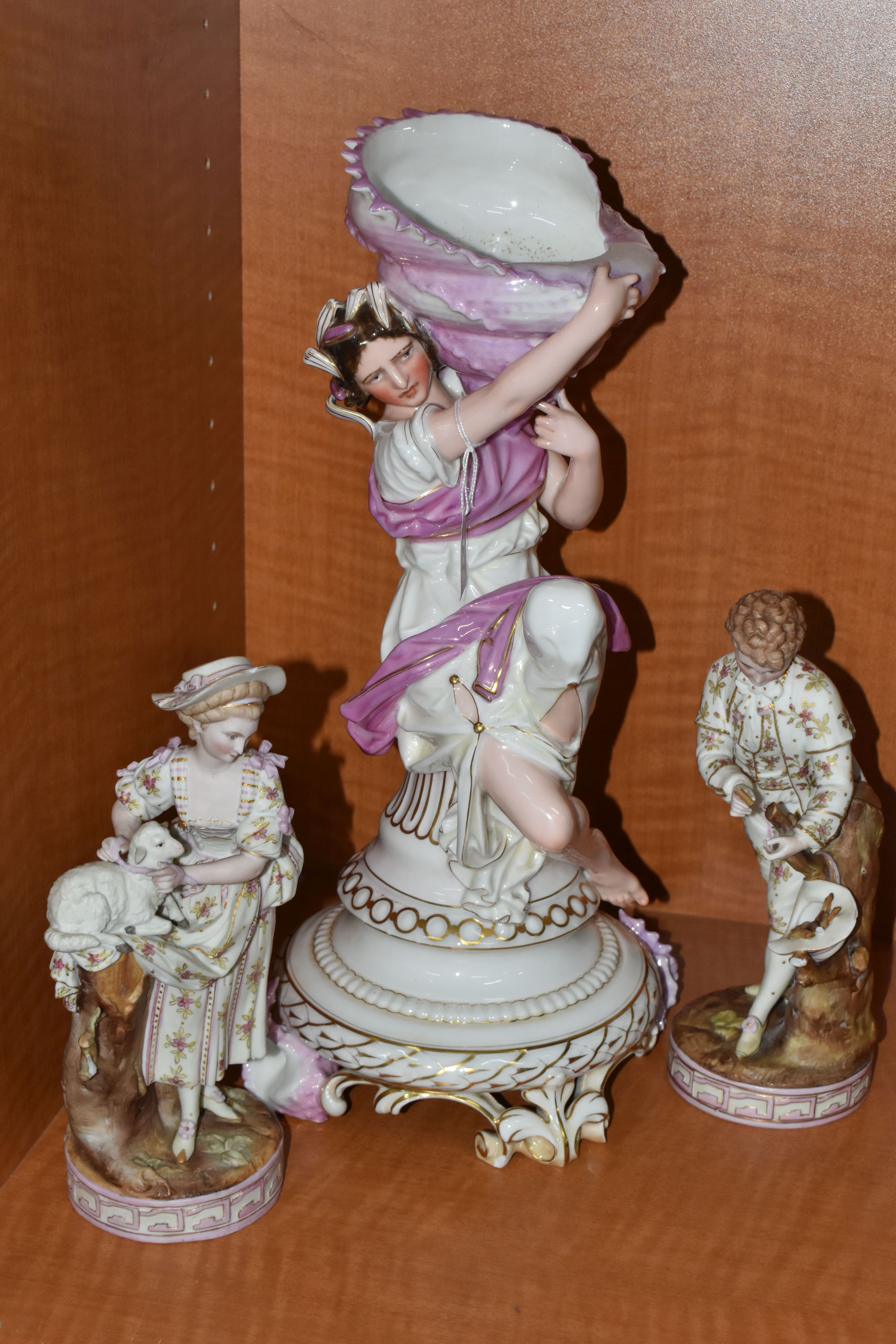 THREE LATE 19TH / EARLY 20TH CENTURY CONTINENTAL PORCELAIN FIGURES, comprising a French