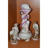 THREE LATE 19TH / EARLY 20TH CENTURY CONTINENTAL PORCELAIN FIGURES, comprising a French