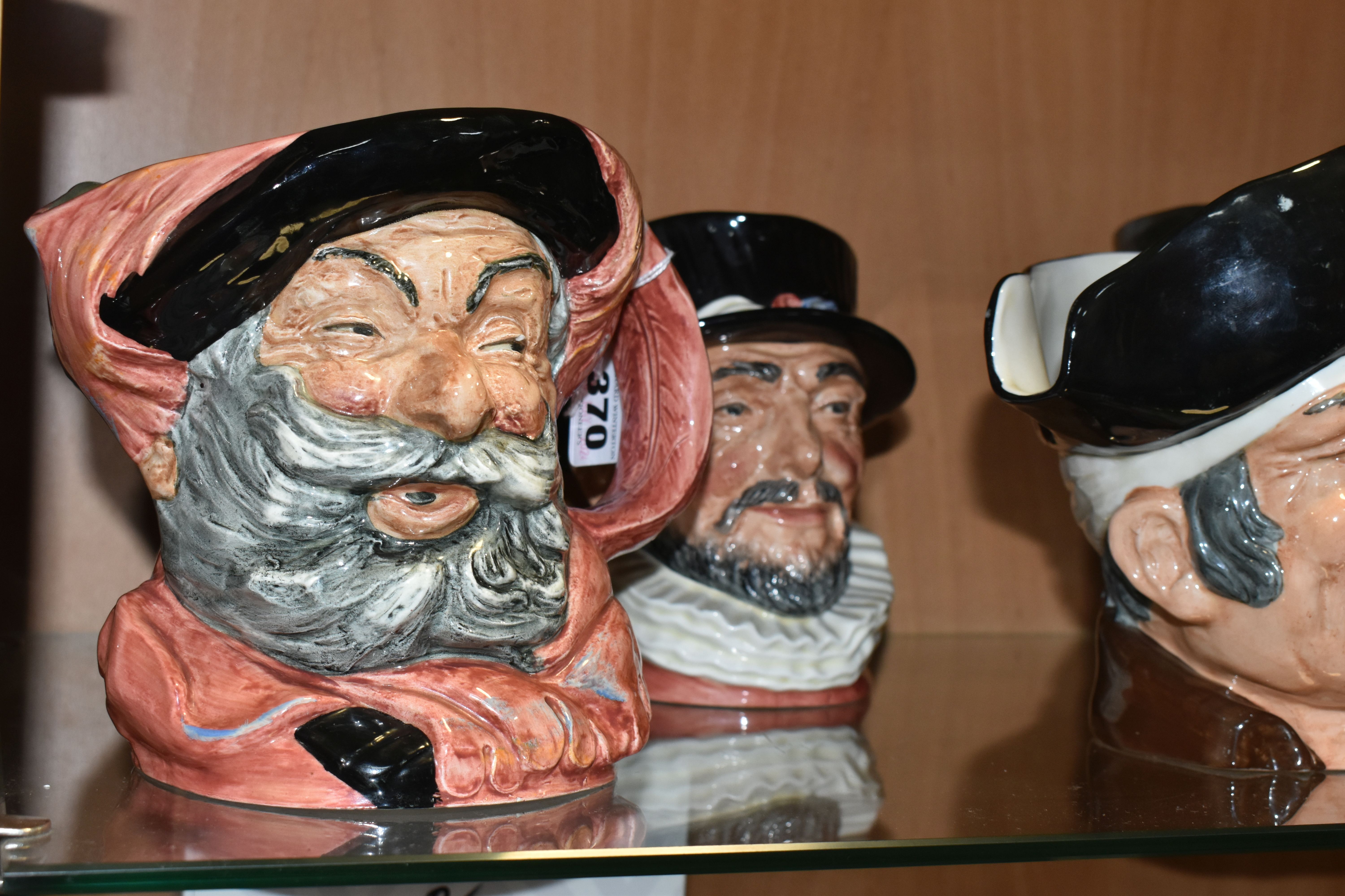 A COLLECTION OF FIVE ROYAL DOULTON CHARACTER JUGS, comprising Falstaff D6287 (chipped eye lid), John - Image 2 of 5