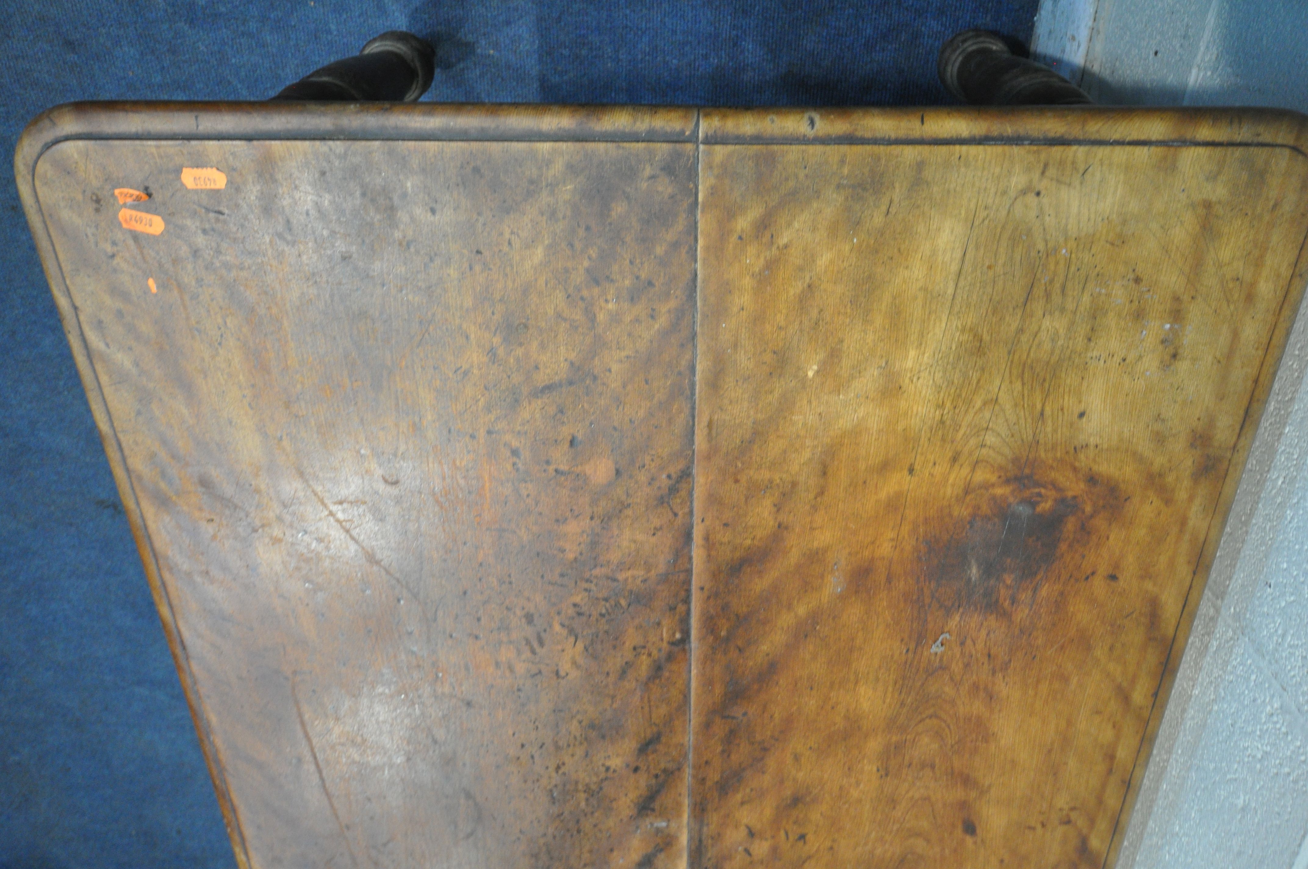 A VICTORIAN BIRCH RECTANGULAR TABLE, on turned legs, length 162cm x depth 79cm x height 73cm ( - Image 4 of 5
