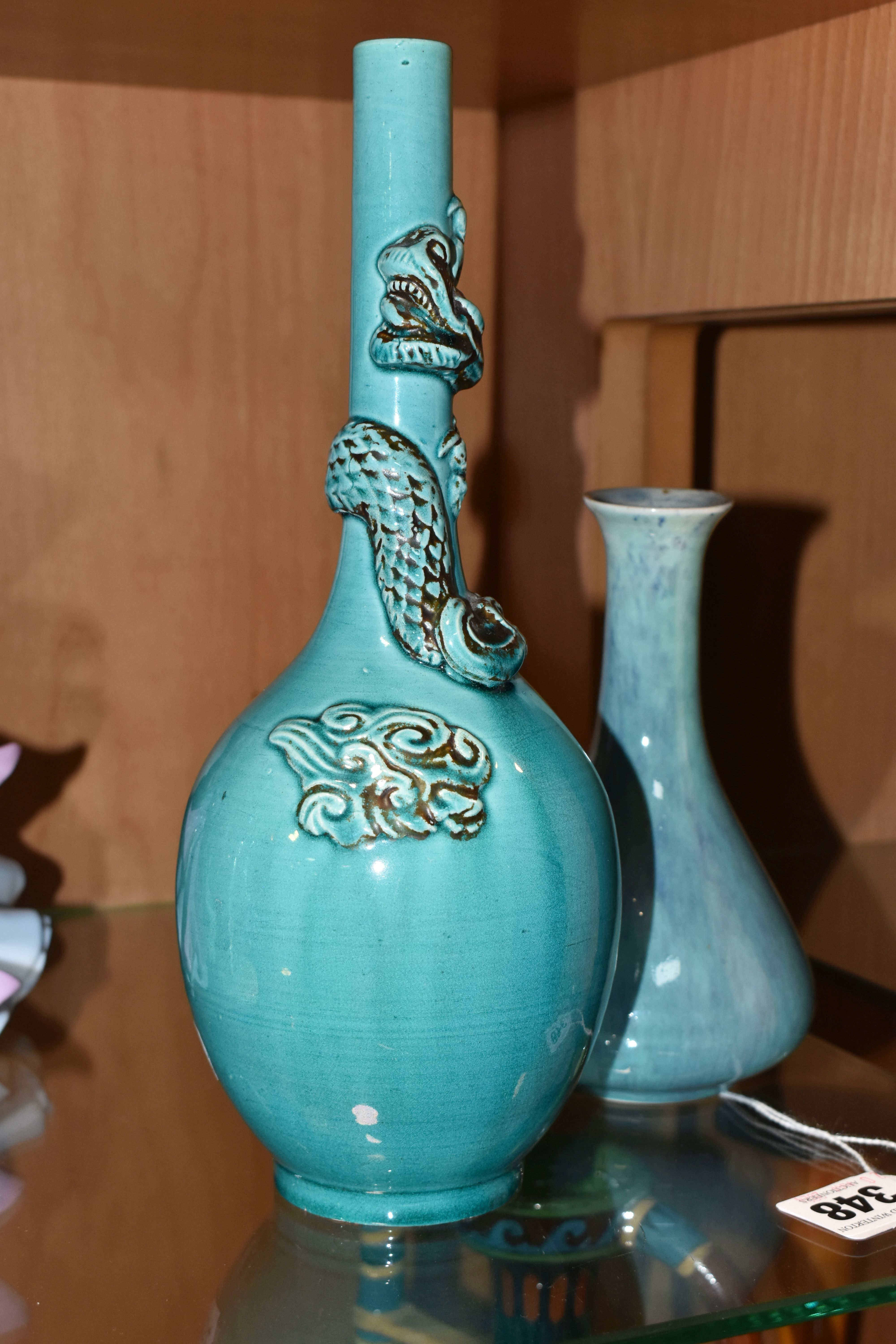 A WYSE & ISLE HOLYROOD VASE AND AN UNMARKED BURMANTOFTS STYLE DRAGON VASE, comprising a Holyrood - Image 6 of 9