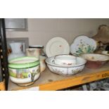 A GROUP OF LARGE CERAMIC ITEMS, to include a Royal Doulton series ware planter D2973 (hairline,