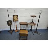 A SELECTION OF OCCASIONAL FURNITURE, to include two Victorian pole screens, a Georgian tripod table,