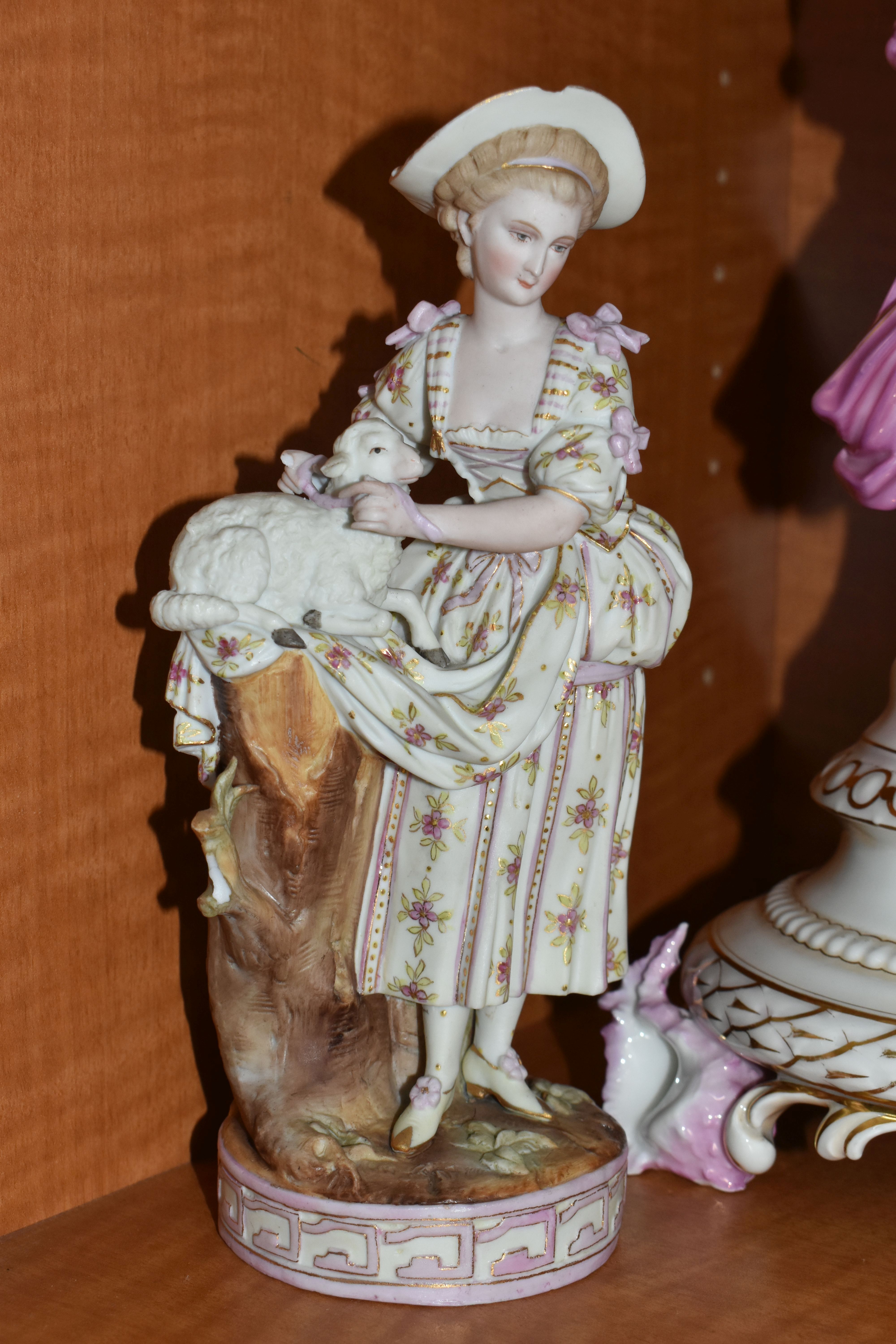 THREE LATE 19TH / EARLY 20TH CENTURY CONTINENTAL PORCELAIN FIGURES, comprising a French - Image 2 of 10