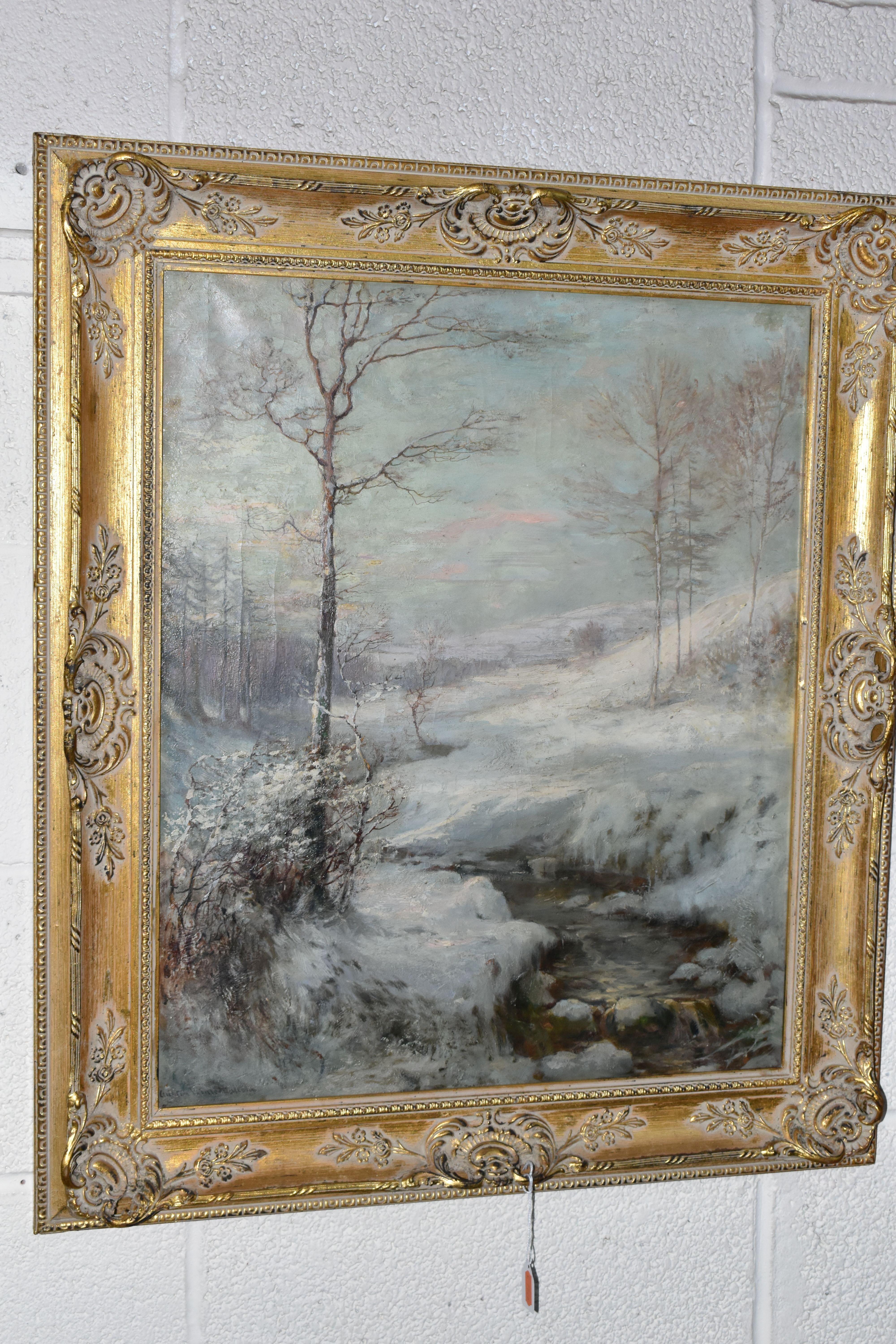 AUSTIN WINTERBOTTOM (1860-1919) TWO WINTER LANDSCAPES, the first depicts a stream running through - Image 6 of 10