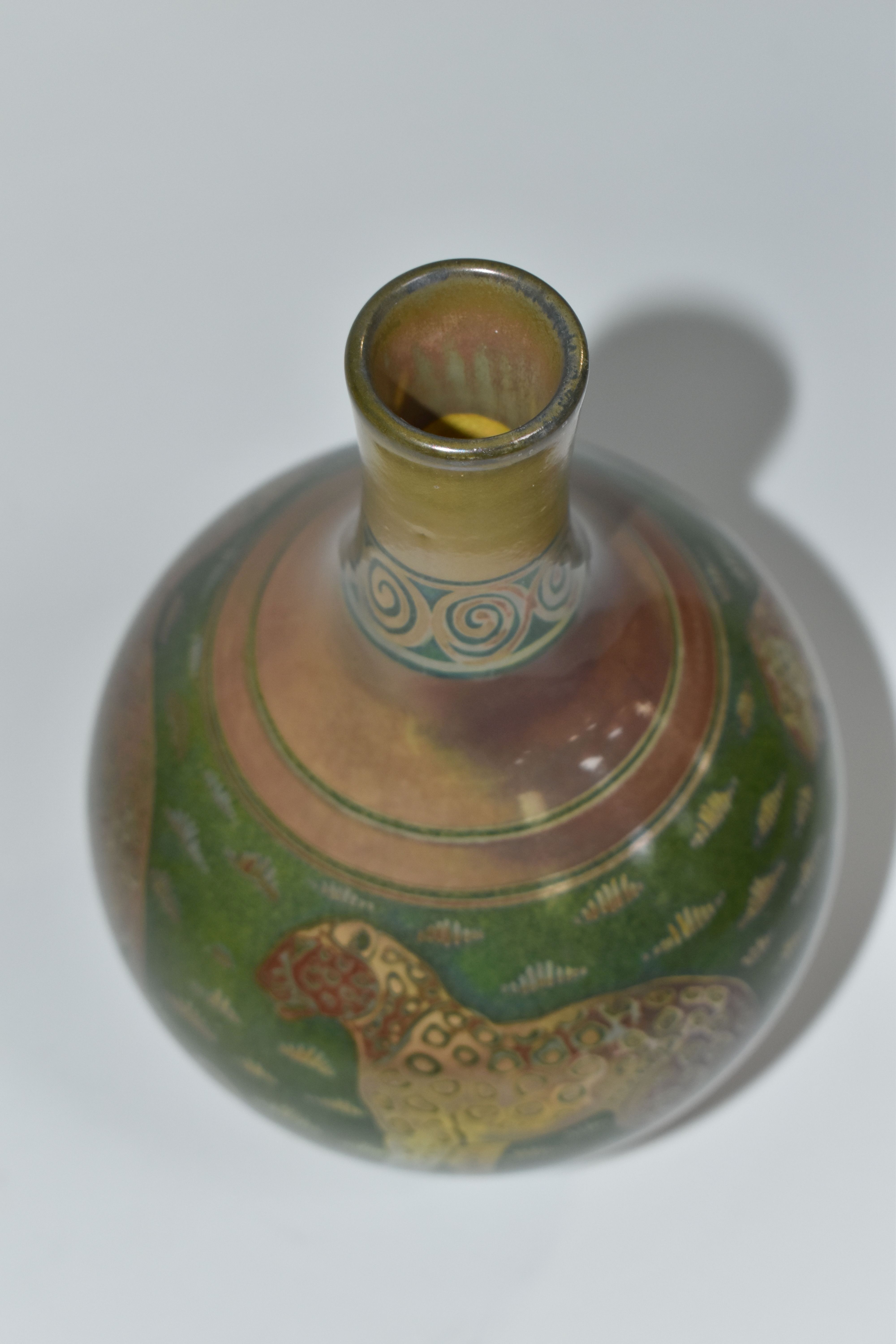 A PILKINGTON'S VASE, decorated with leopards on a mid-green ground, P and Bs impressed mark to - Image 4 of 5